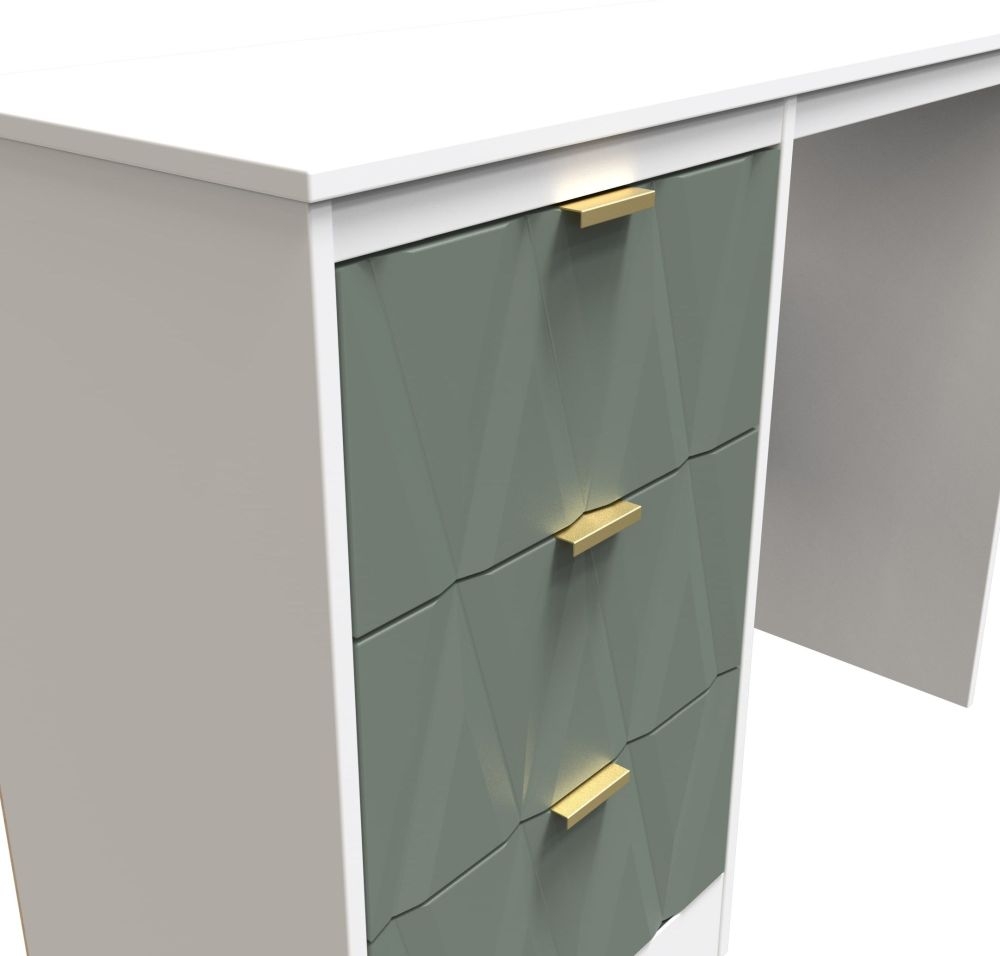 Las Vegas Dressing Table - Single - 3 Drawer - White and Green