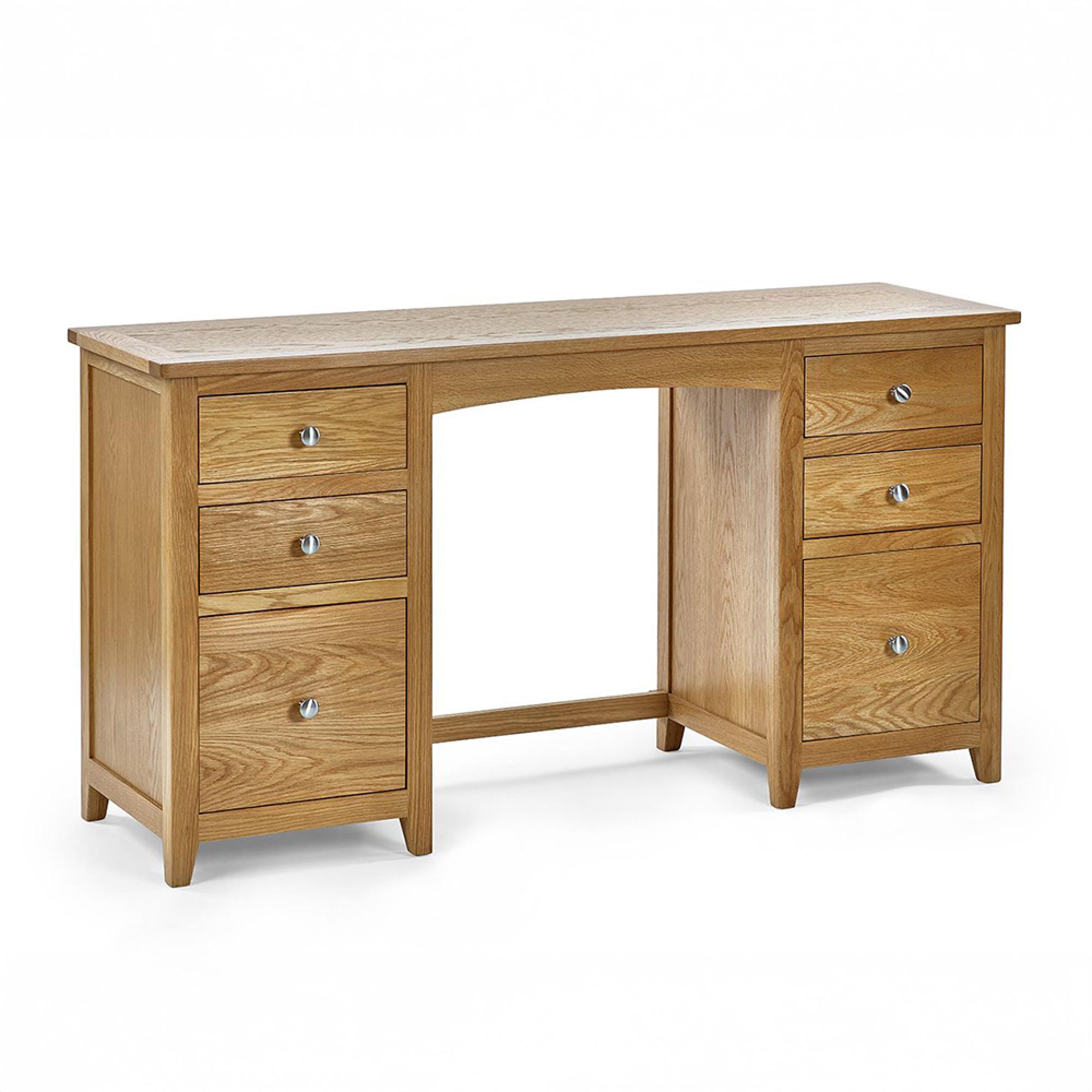 Mallory Dressing Table with Stool - 6 Drawer - Double - Oak