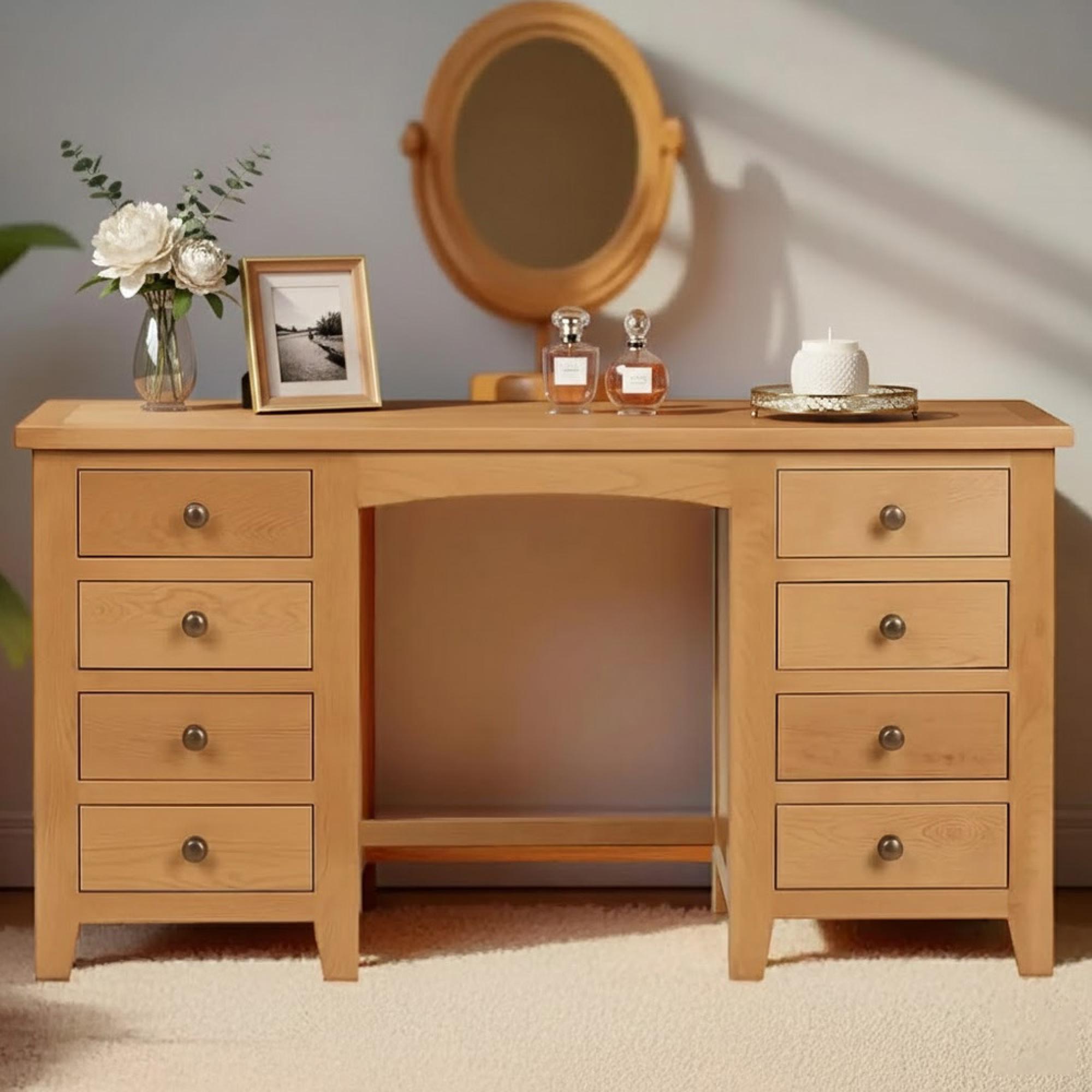 Marlborough Dressing Table - 8 Drawer - Double - Oak