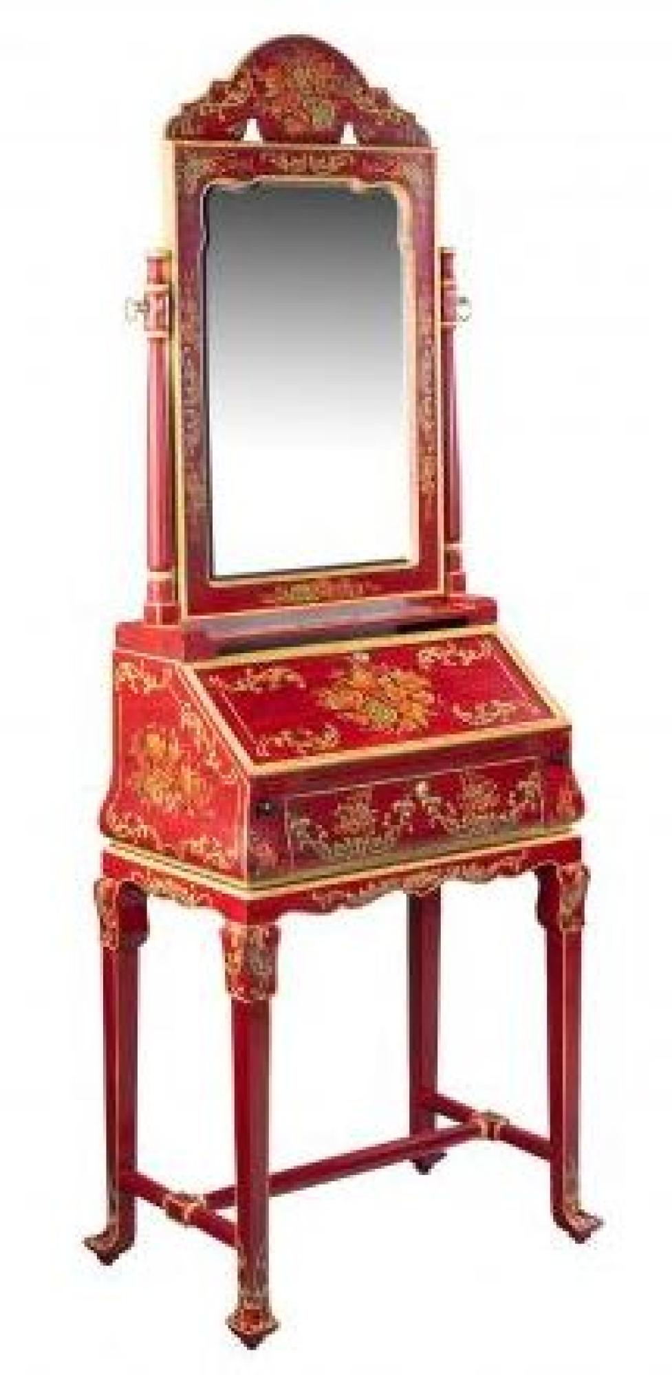 Meerut Red Floral Design Dressing Table with Mirror
