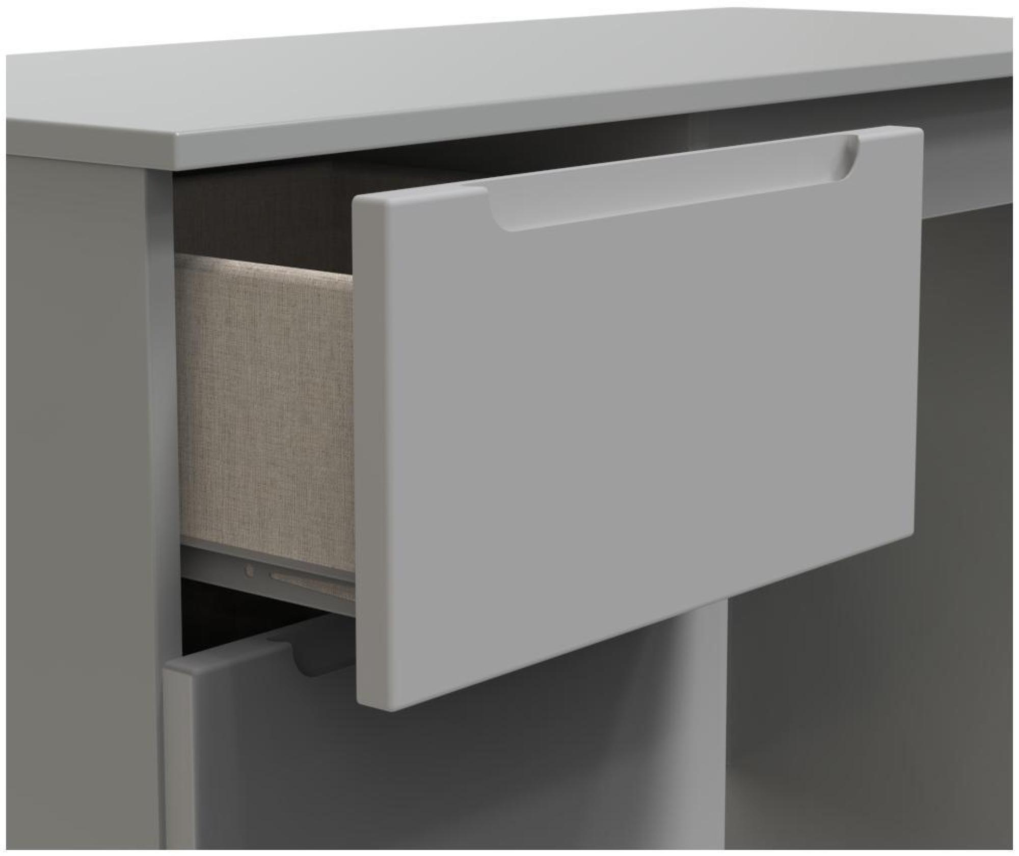 Milan Dressing Table - Single - 3 Drawer - Grey