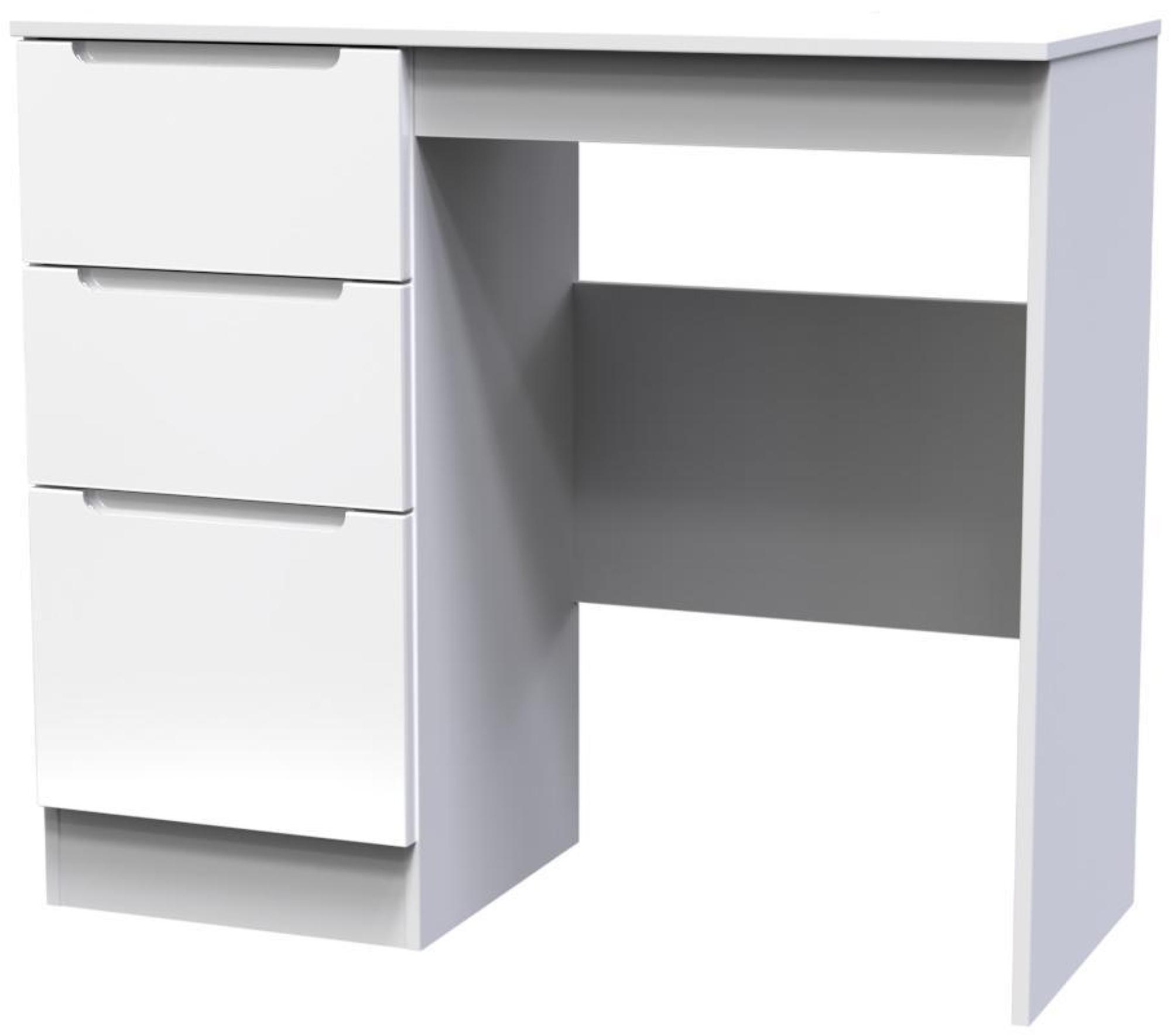 Milan Dressing Table - Single - 3 Drawer - White Gloss