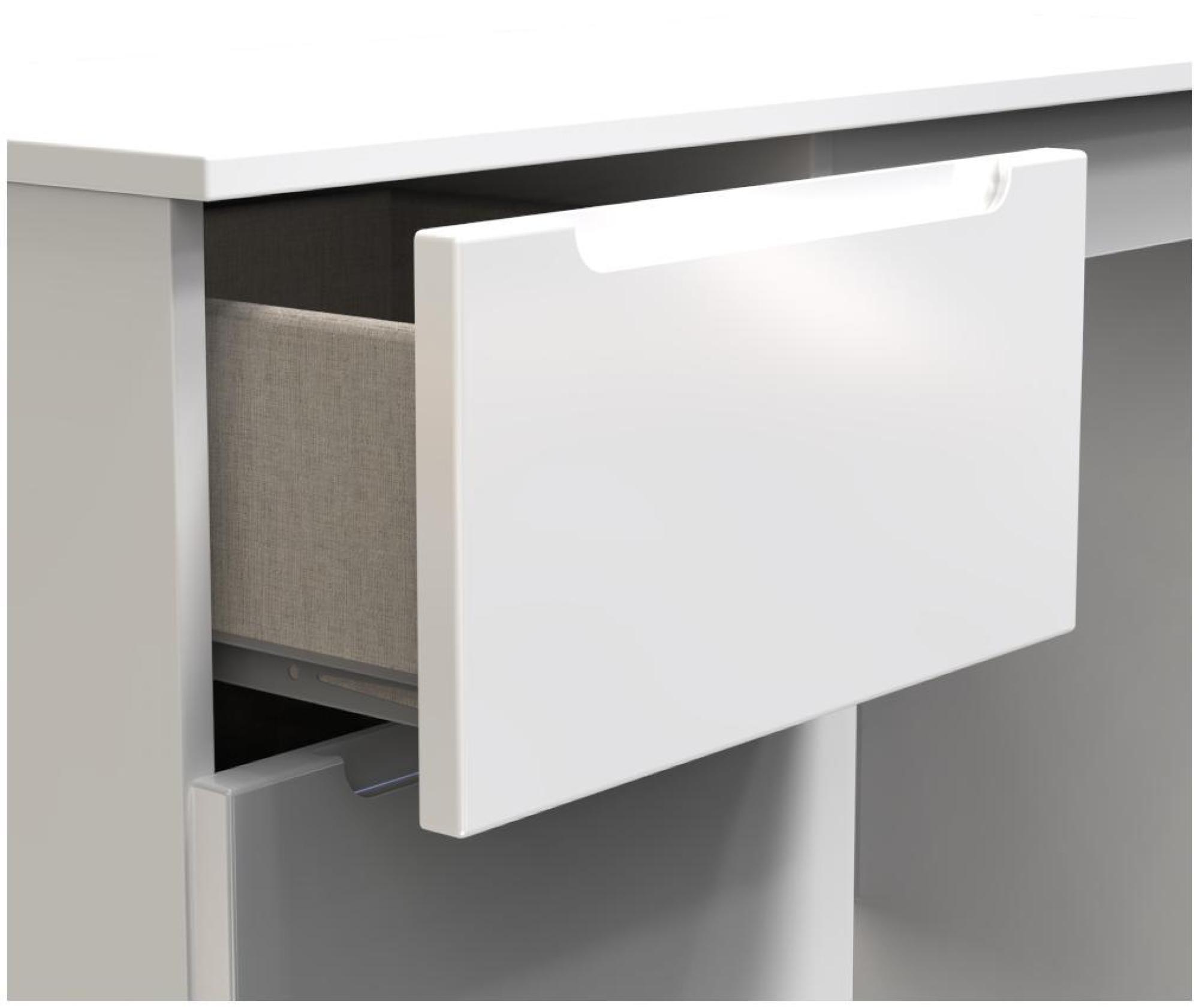 Milan Dressing Table - Single - 3 Drawer - White Gloss
