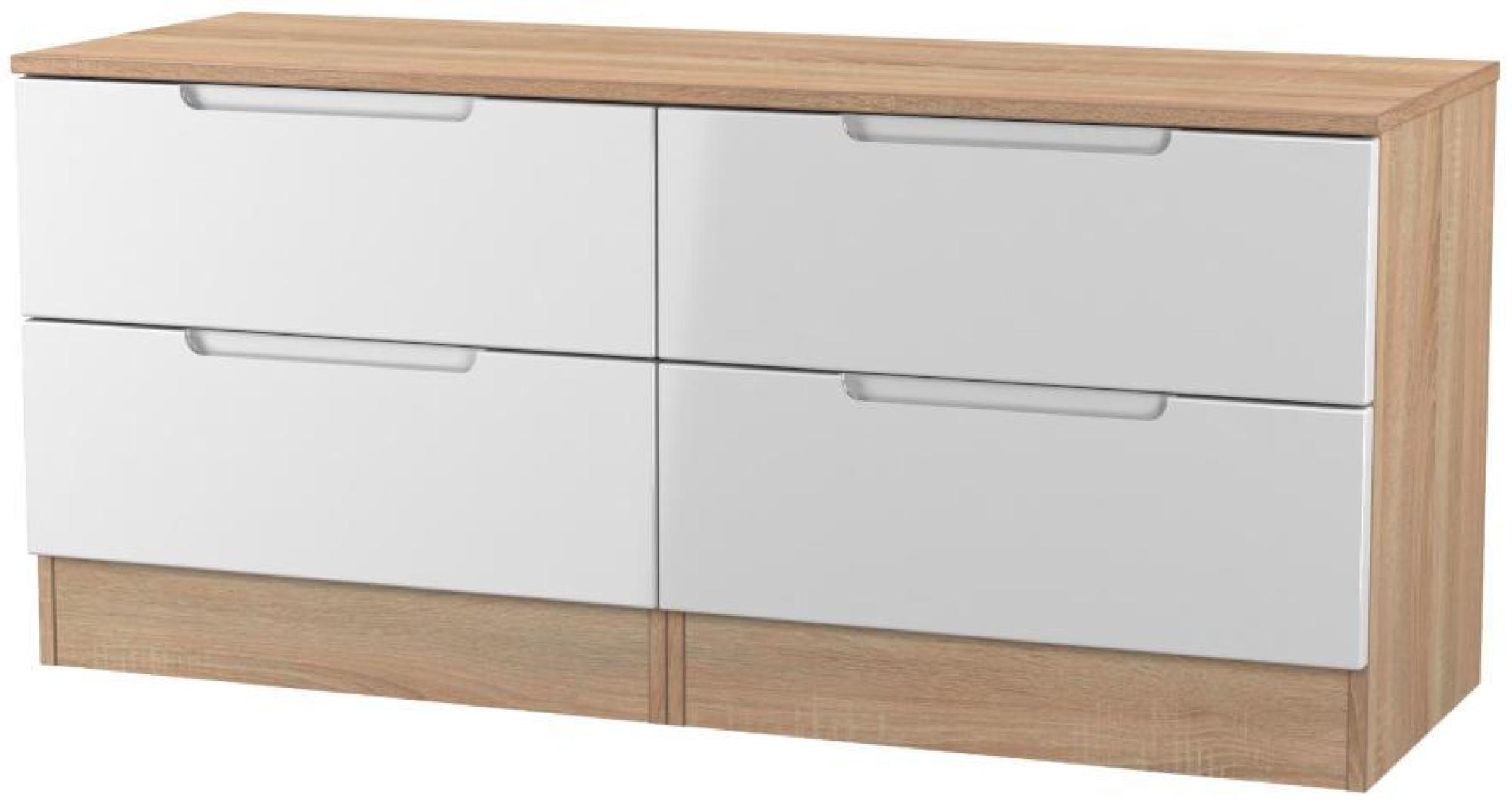 Milan Bed Box - White Gloss and Oak