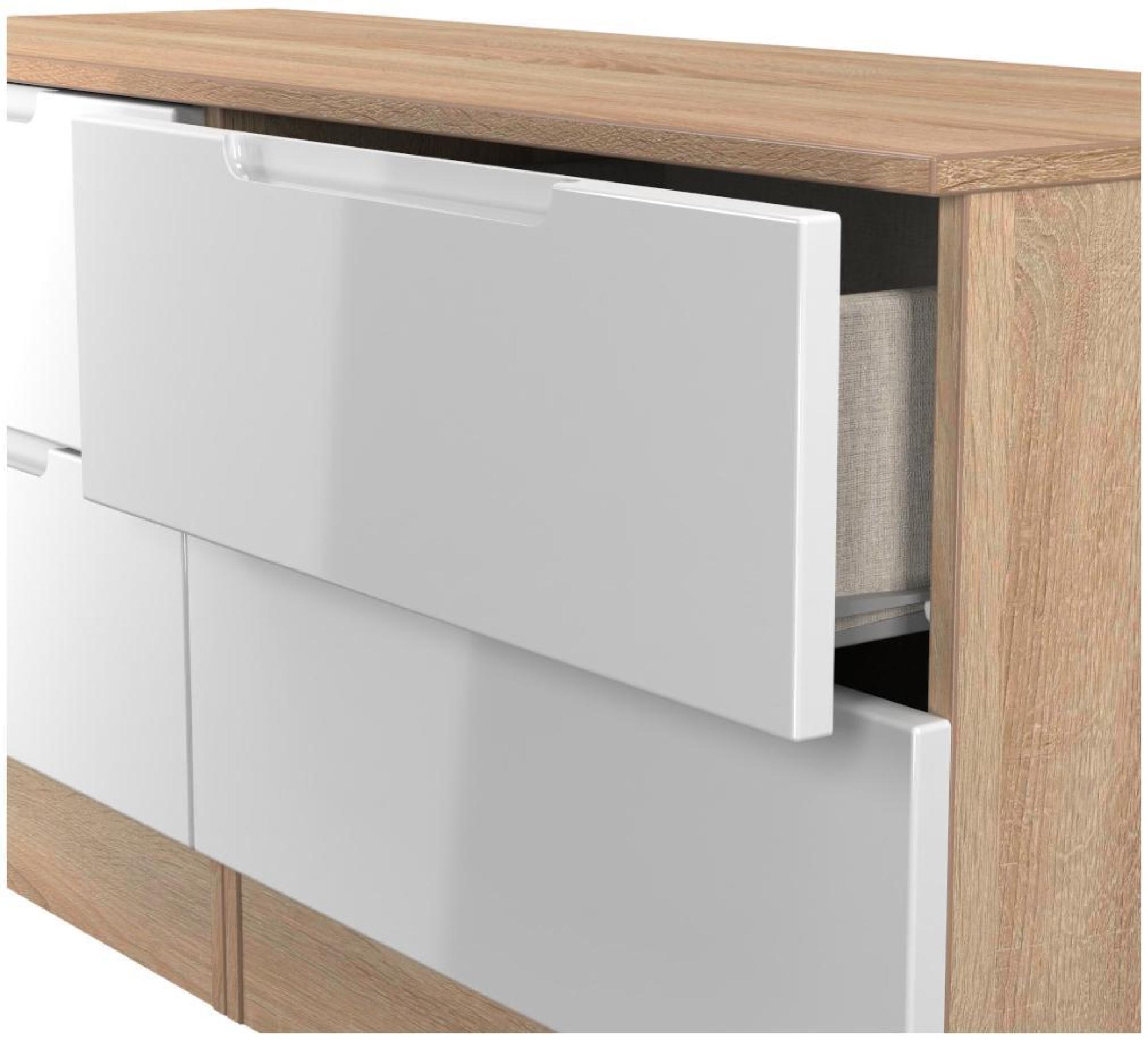 Milan Bed Box - White Gloss and Oak
