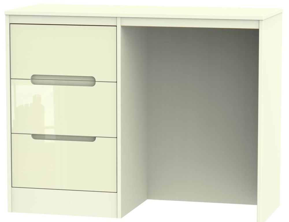 Monaco Cream Gloss 3 Drawer Single Dressing Table