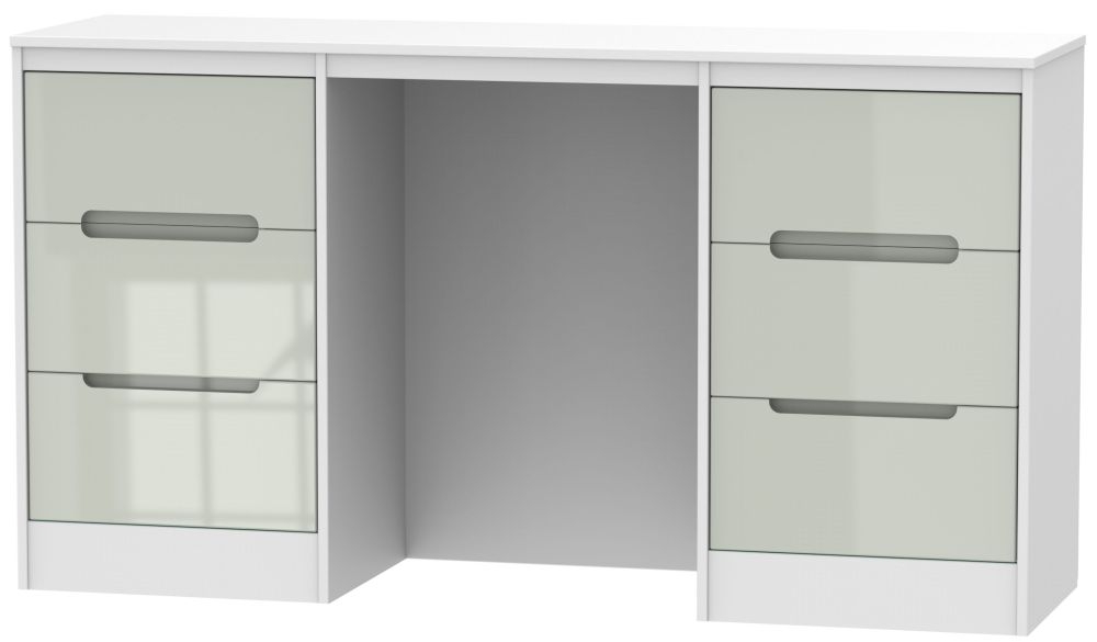 Monaco Gloss Cashmere and White 6 Drawer Double Dressing Table