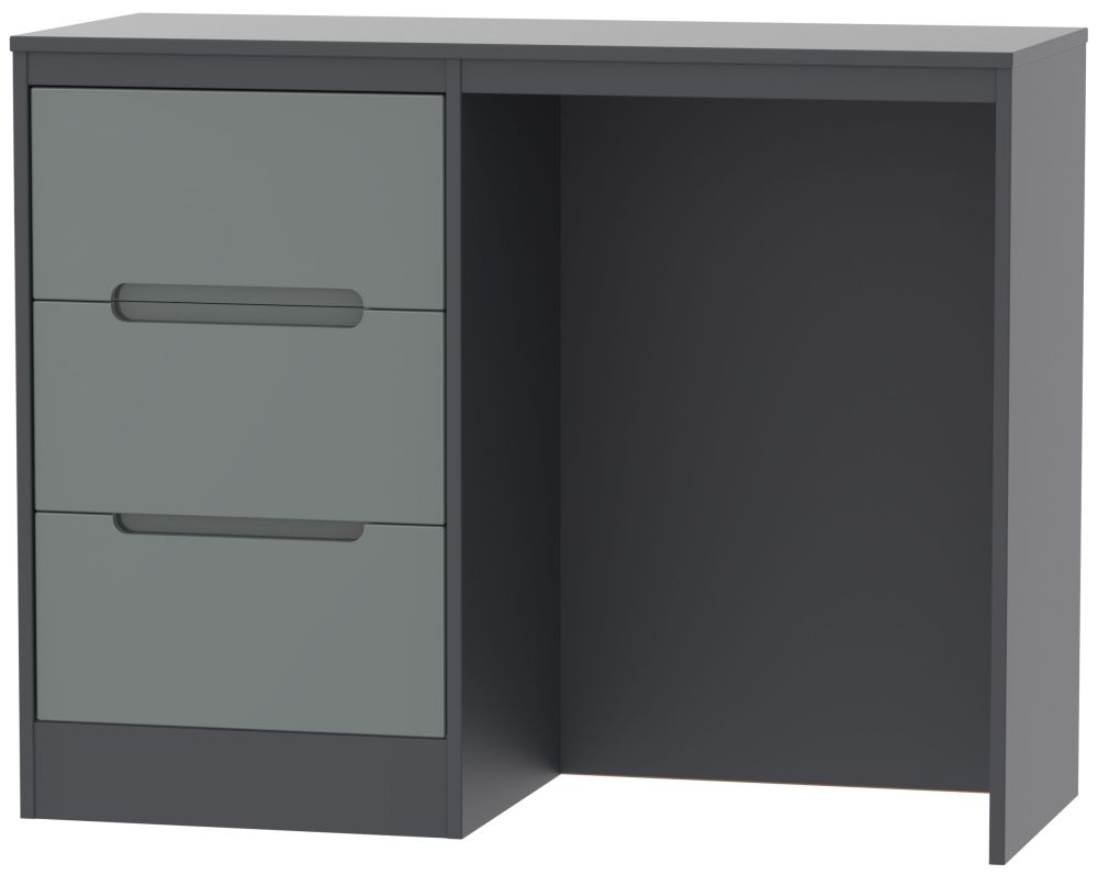 Monaco Grey Gloss and Graphite 3 Drawer Single Dressing Table