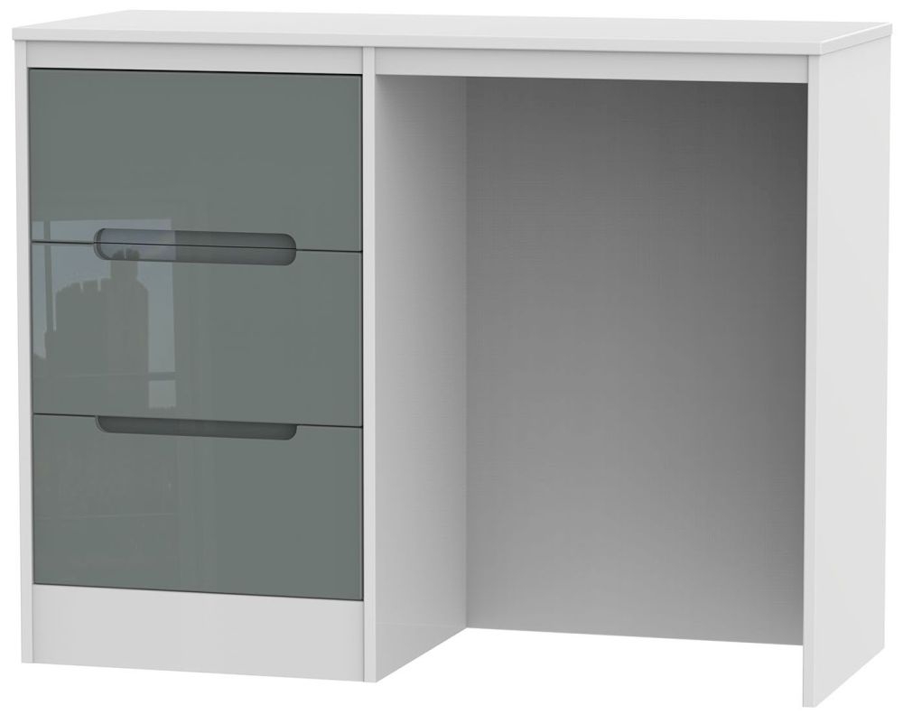 Monaco Grey Gloss and White 3 Drawer Single Dressing Table