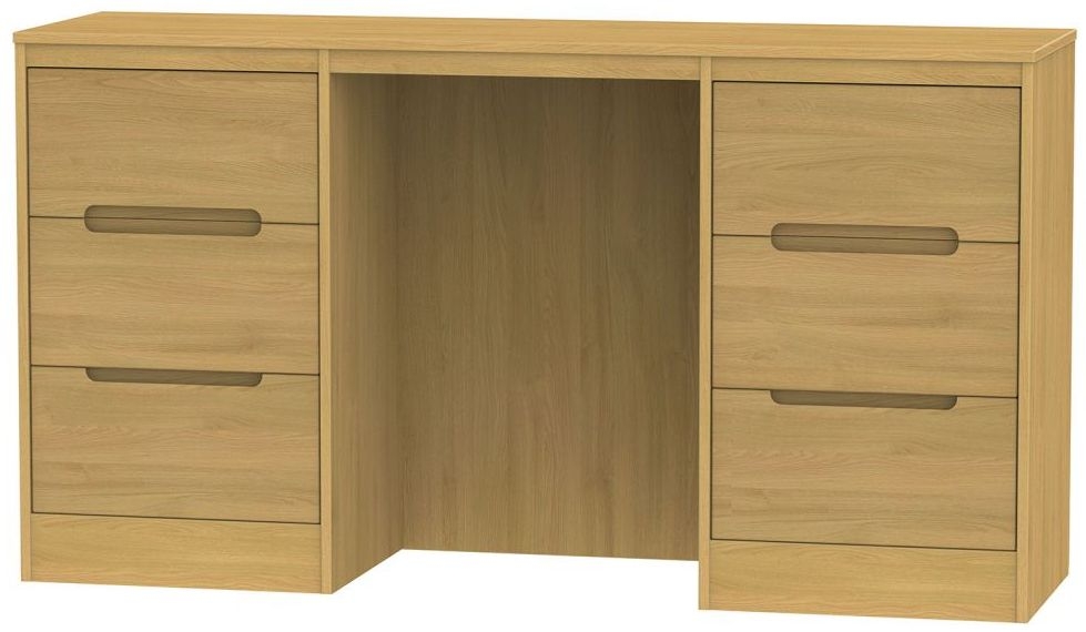 Monaco Modern Oak 6 Drawer Double Dressing Table
