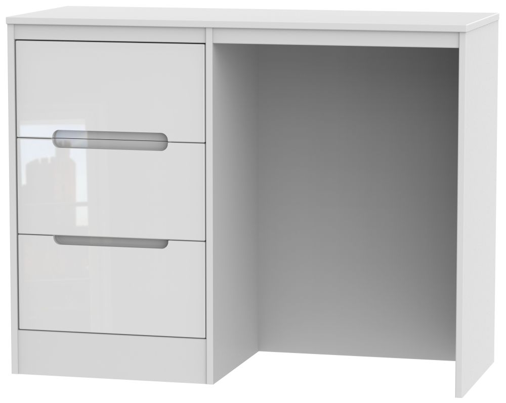 Monaco White Gloss 3 Drawer Single Dressing Table