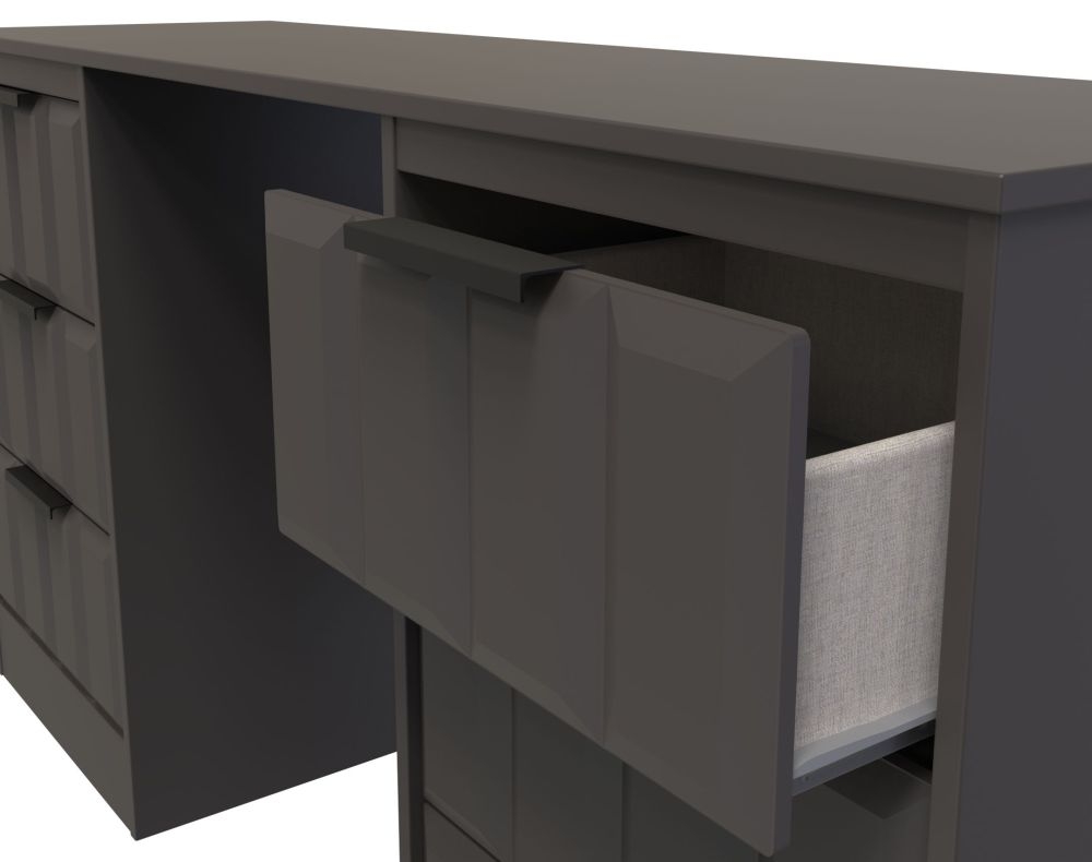 New York Dressing Table - Double - 6 Drawer - Graphite