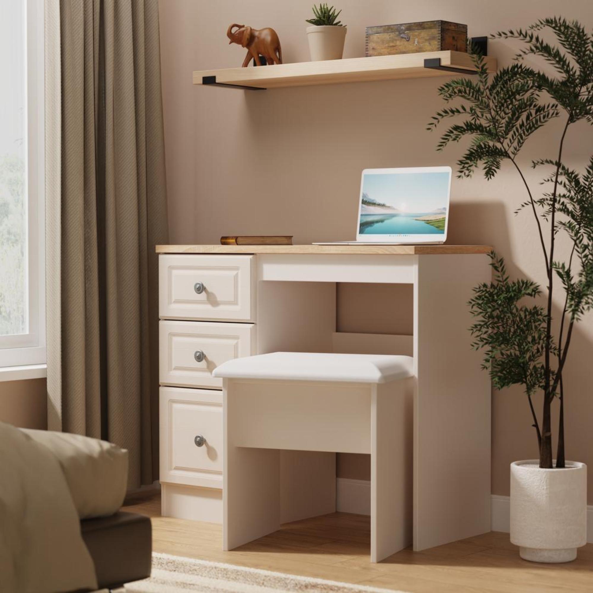 Norfolk Dressing Table - Single - 3 Drawer - Cashmere and Oak