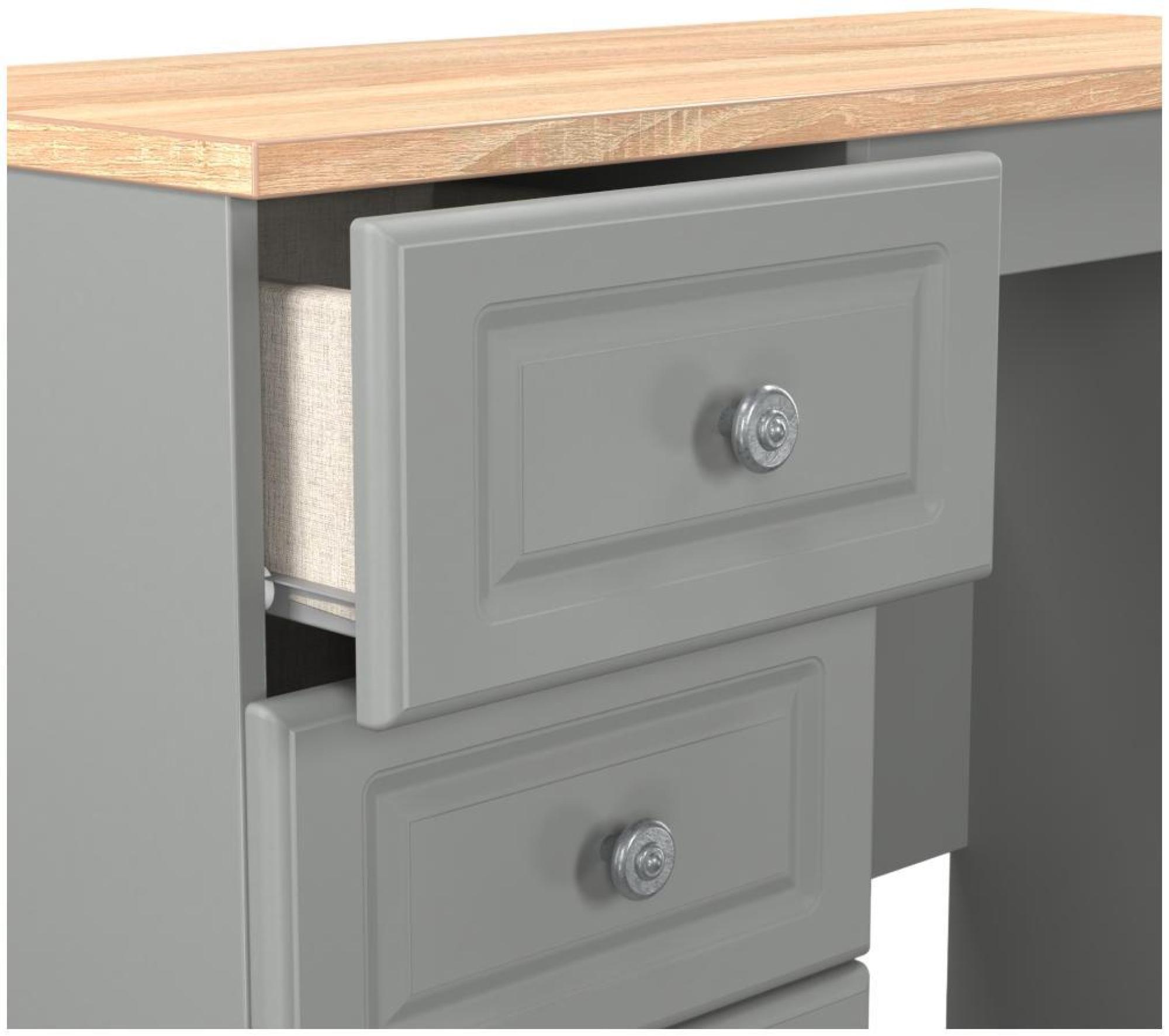 Norfolk Dressing Table - Single - 3 Drawer - Grey and Oak
