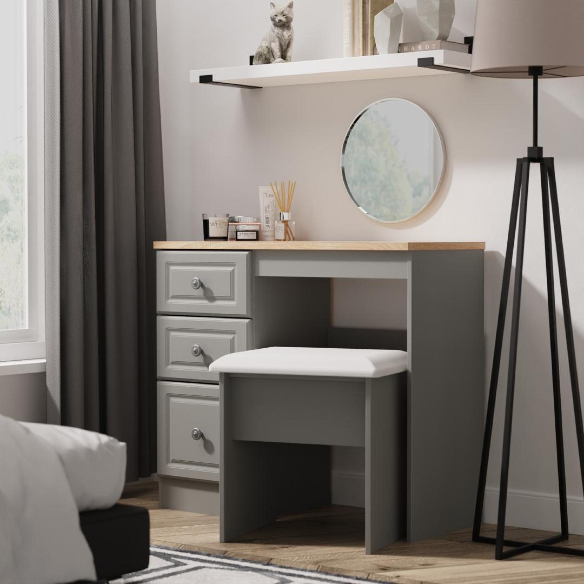 Norfolk Dressing Table - Single - 3 Drawer - Grey and Oak