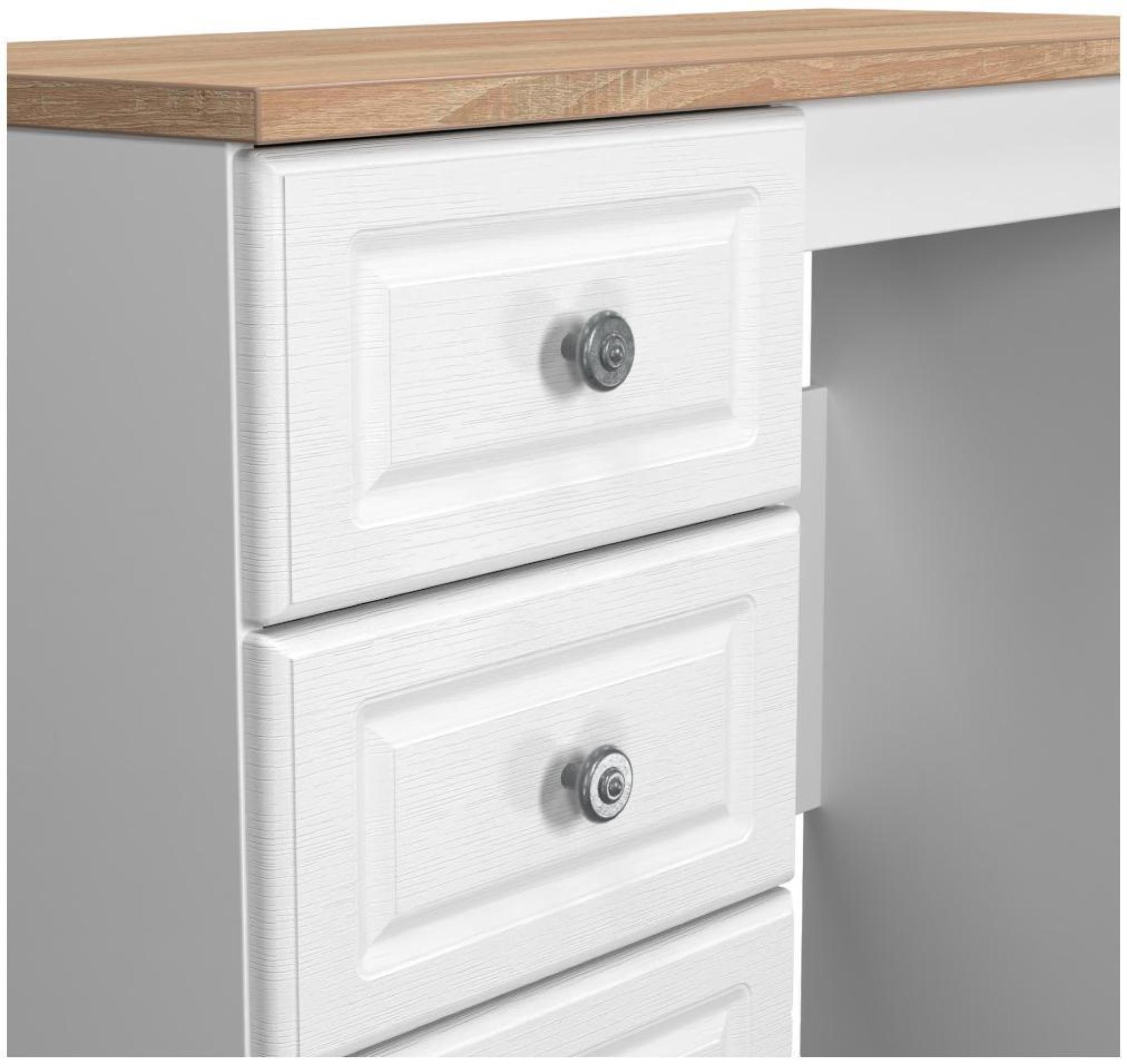 Norfolk Dressing Table - Single - 3 Drawer - White and Oak