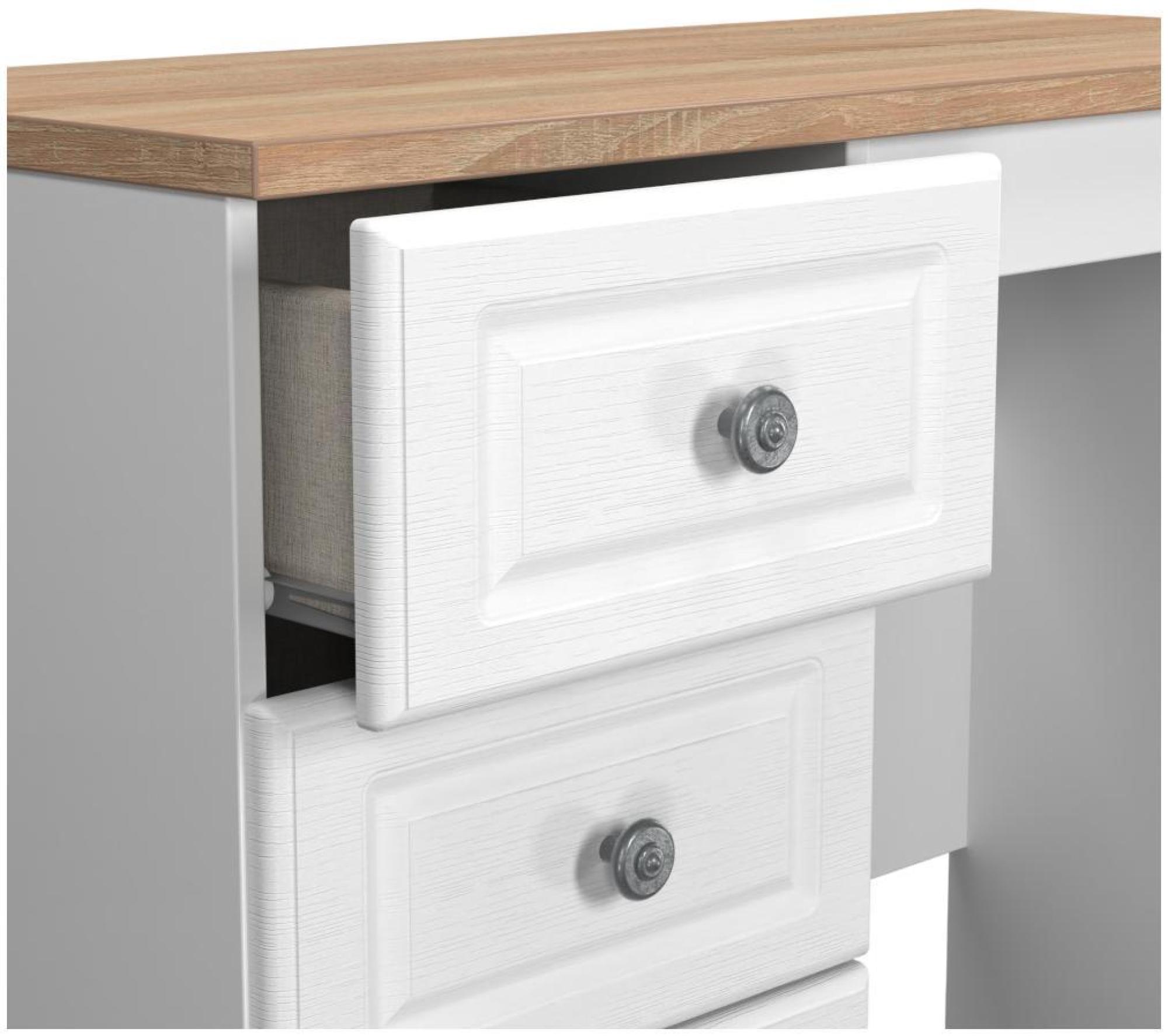 Norfolk Dressing Table - Single - 3 Drawer - White and Oak