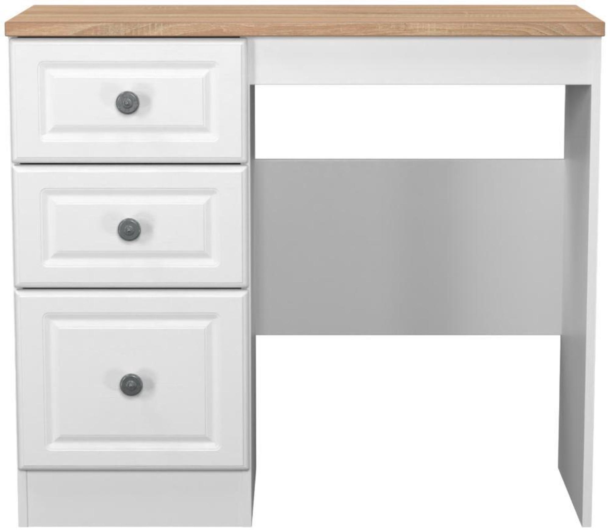 Norfolk White and Oak Effect 3 Drawer Single Dressing Table