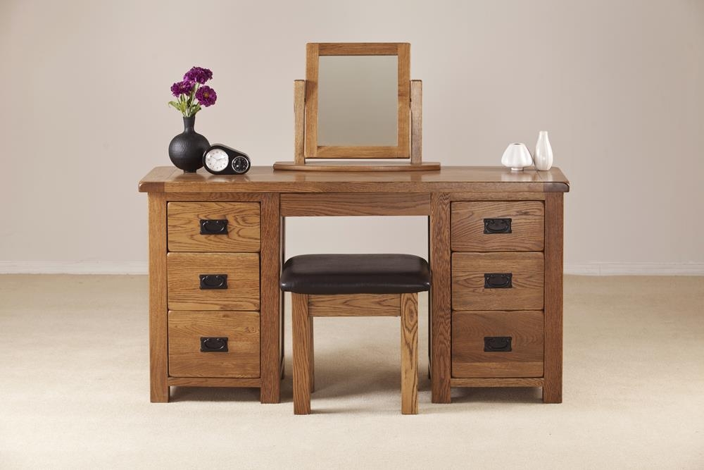 Originals Rustic Oak Double Pedestal Dressing Table