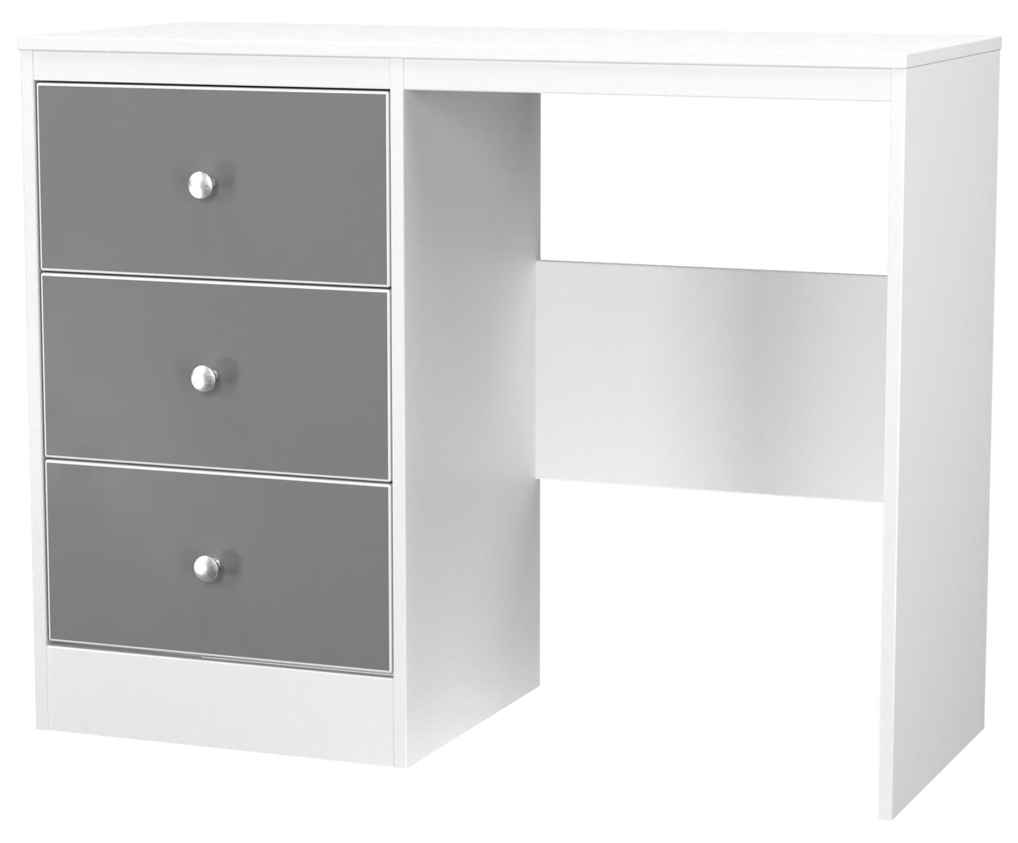 Padstow Dressing Table - Single - 3 Drawer - Grey and White