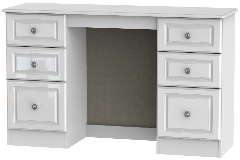 Pembroke White Gloss 6 Drawer Double Dressing Table