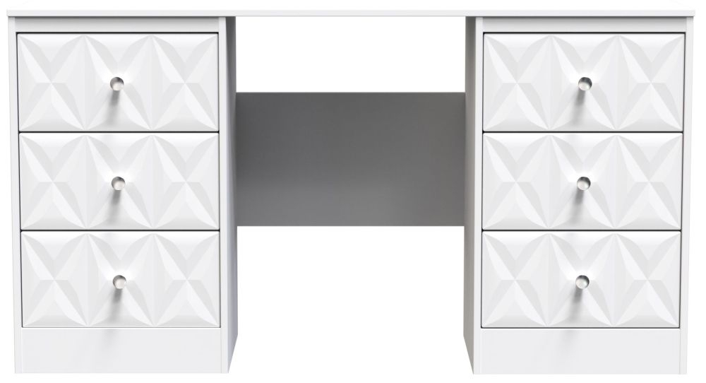 San Jose White 6 Drawer Double Dressing Table