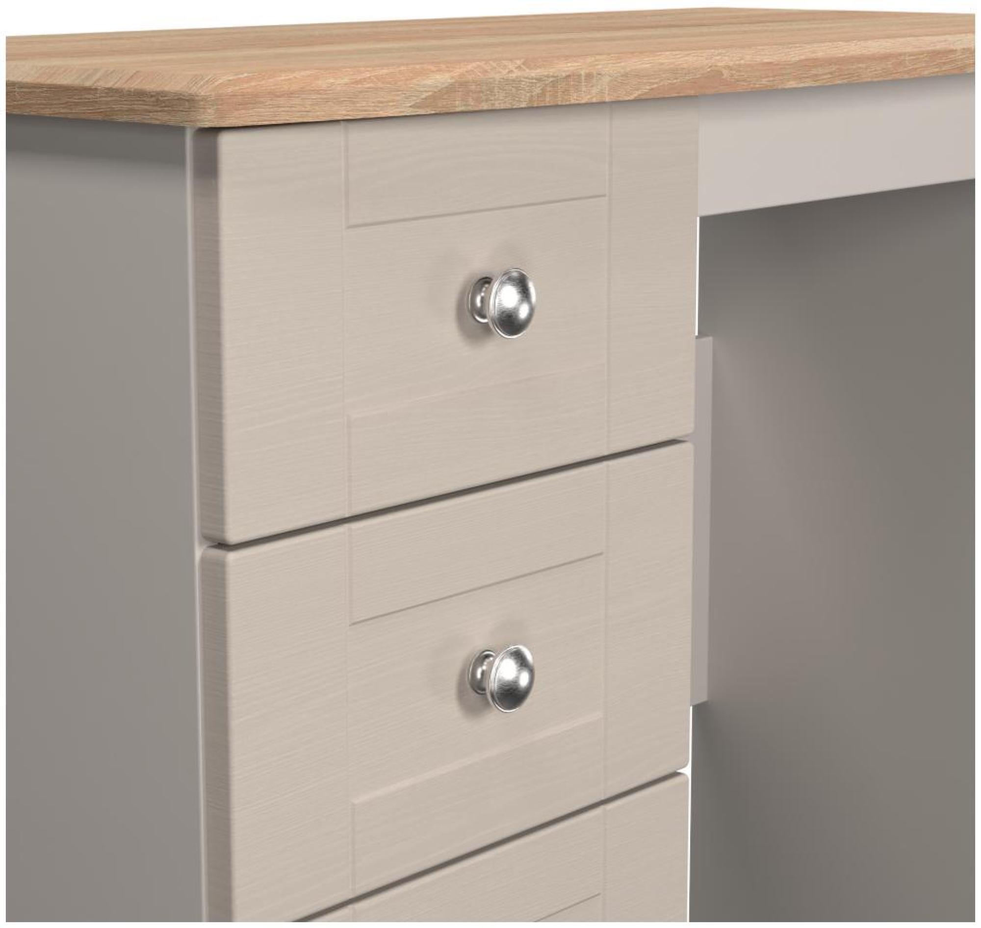 Sussex Single Dressing Table - 3 Drawer - Cashmere and Oak
