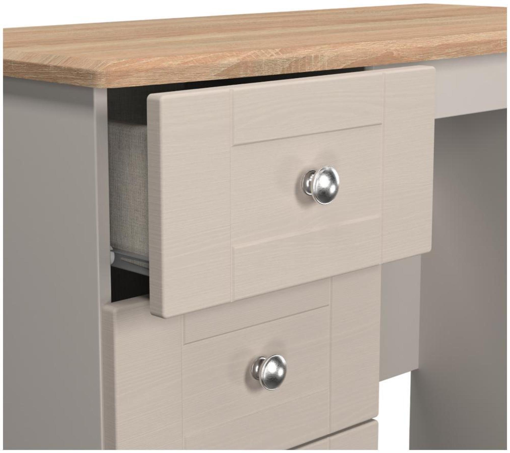Sussex Single Dressing Table - 3 Drawer - Cashmere and Oak