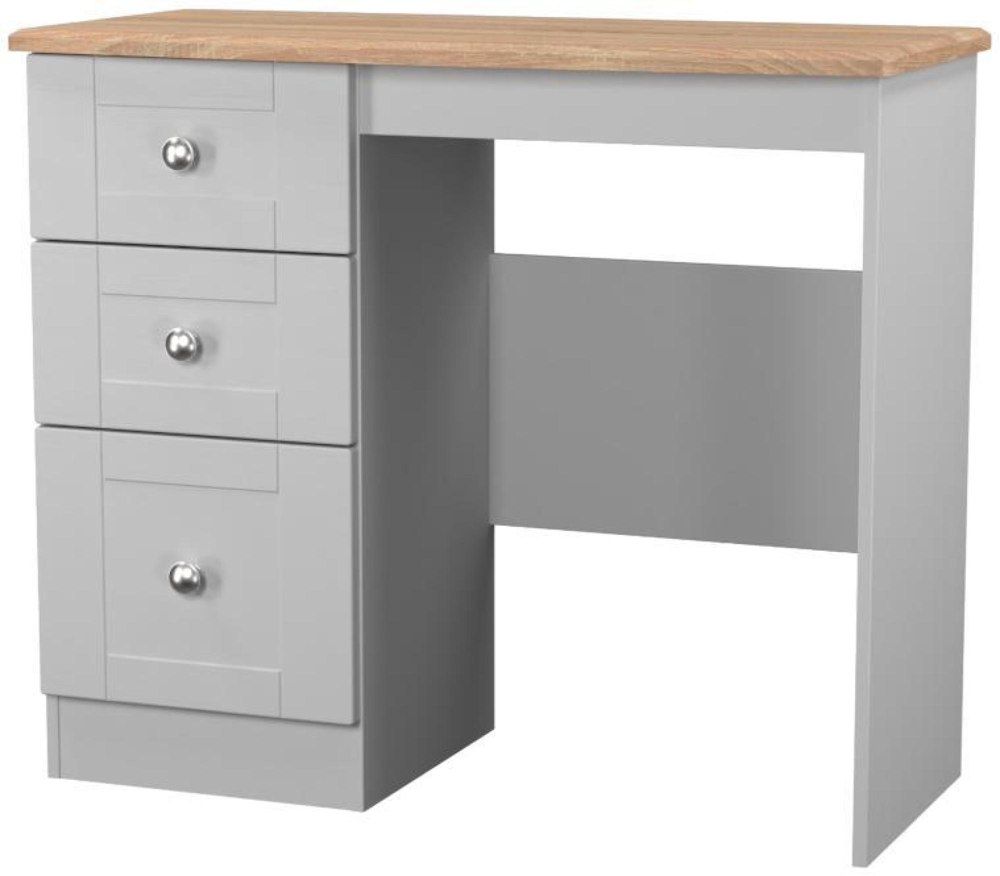 Sussex Single Dressing Table - 3 Drawer - Grey and Oak