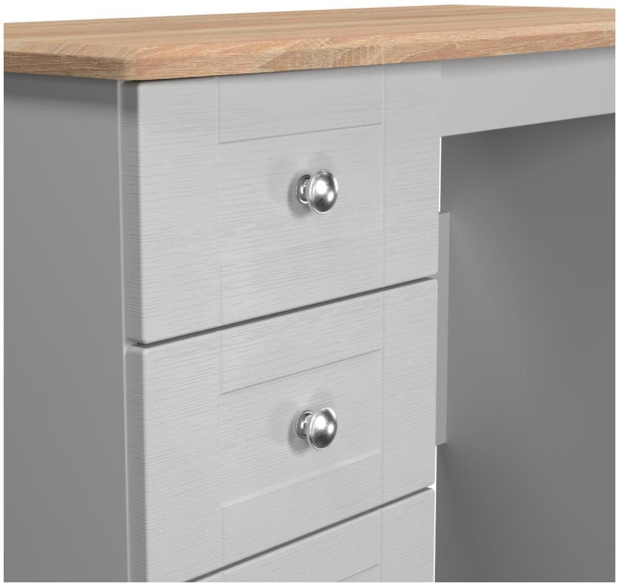 Sussex Single Dressing Table - 3 Drawer - Grey and Oak