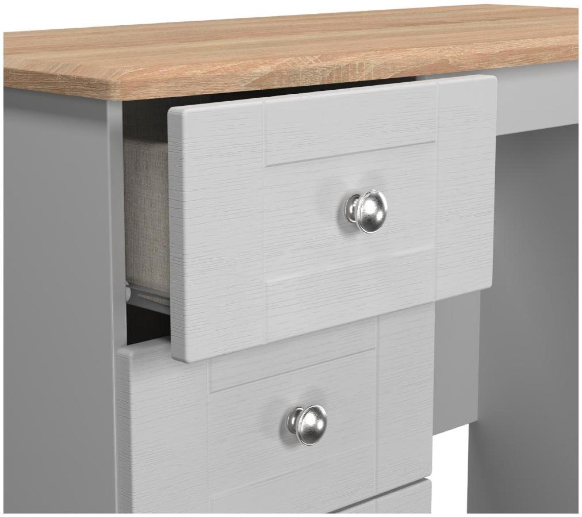 Sussex Single Dressing Table - 3 Drawer - Grey and Oak