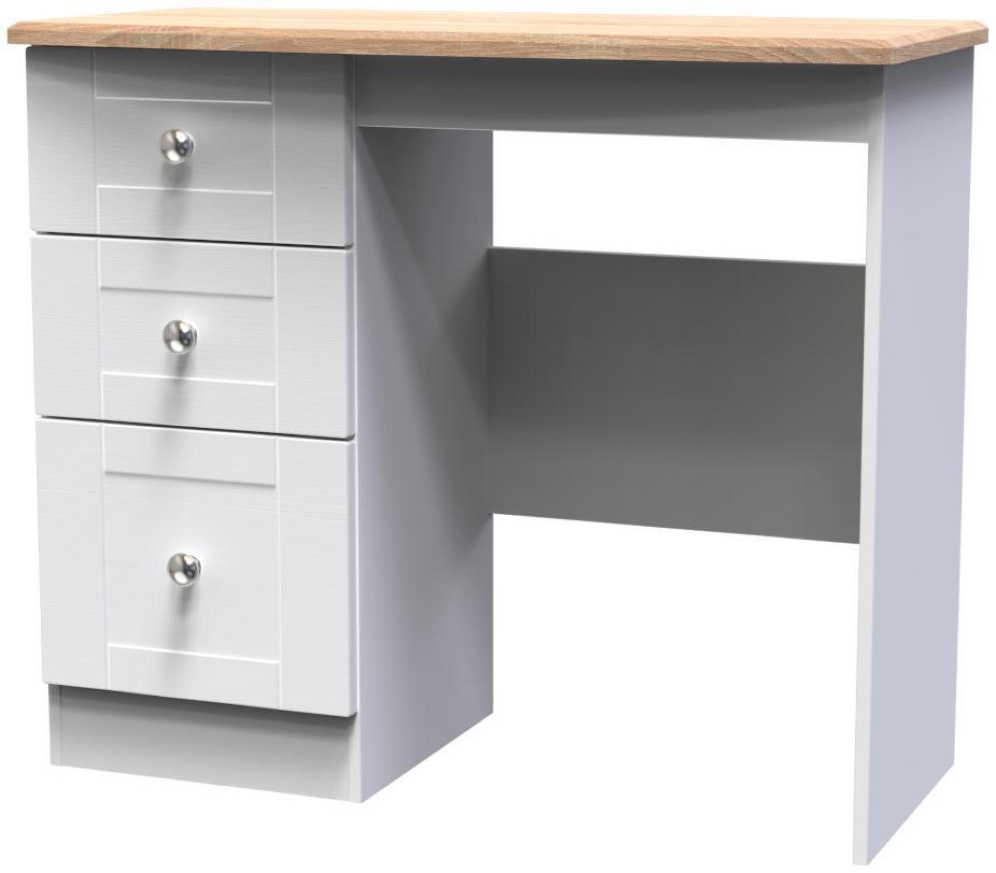 Sussex Single Dressing Table - 3 Drawer - White and Oak