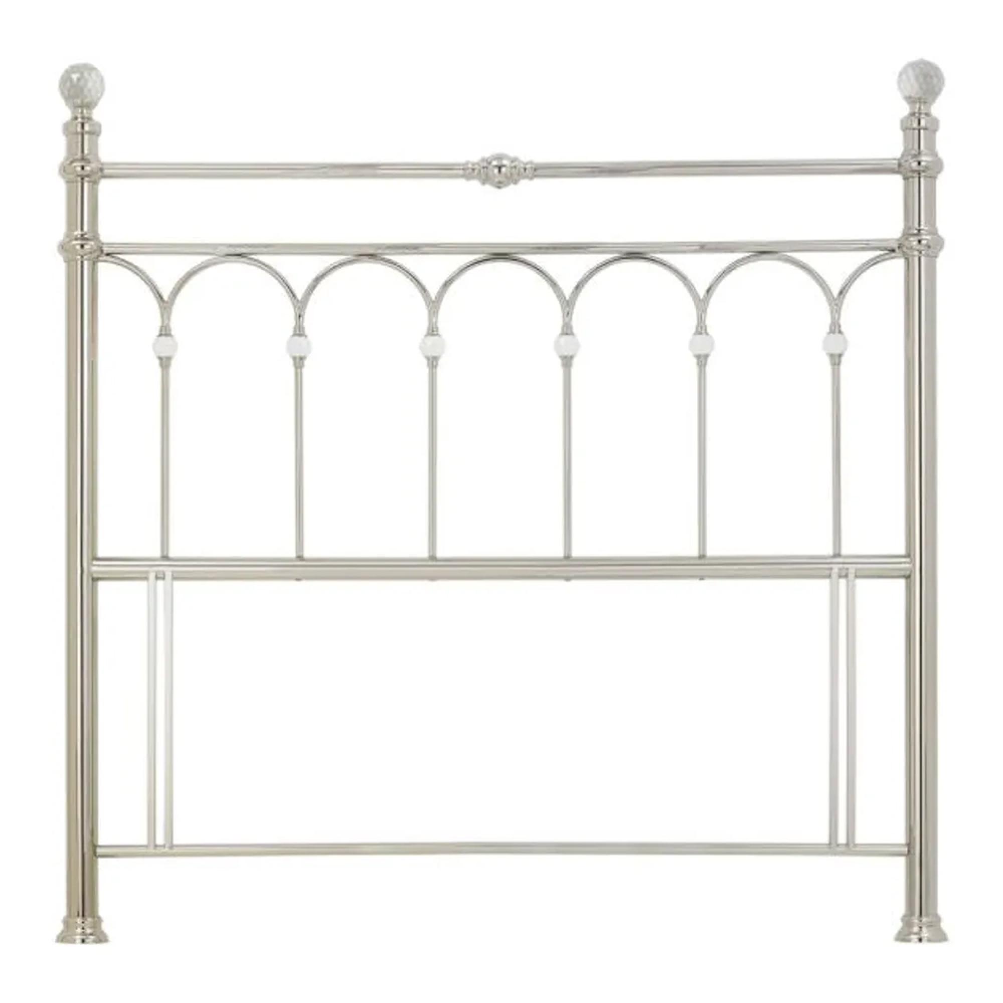 Krystal Shiny Nickel Metal Headboard - 4ft 6in Double