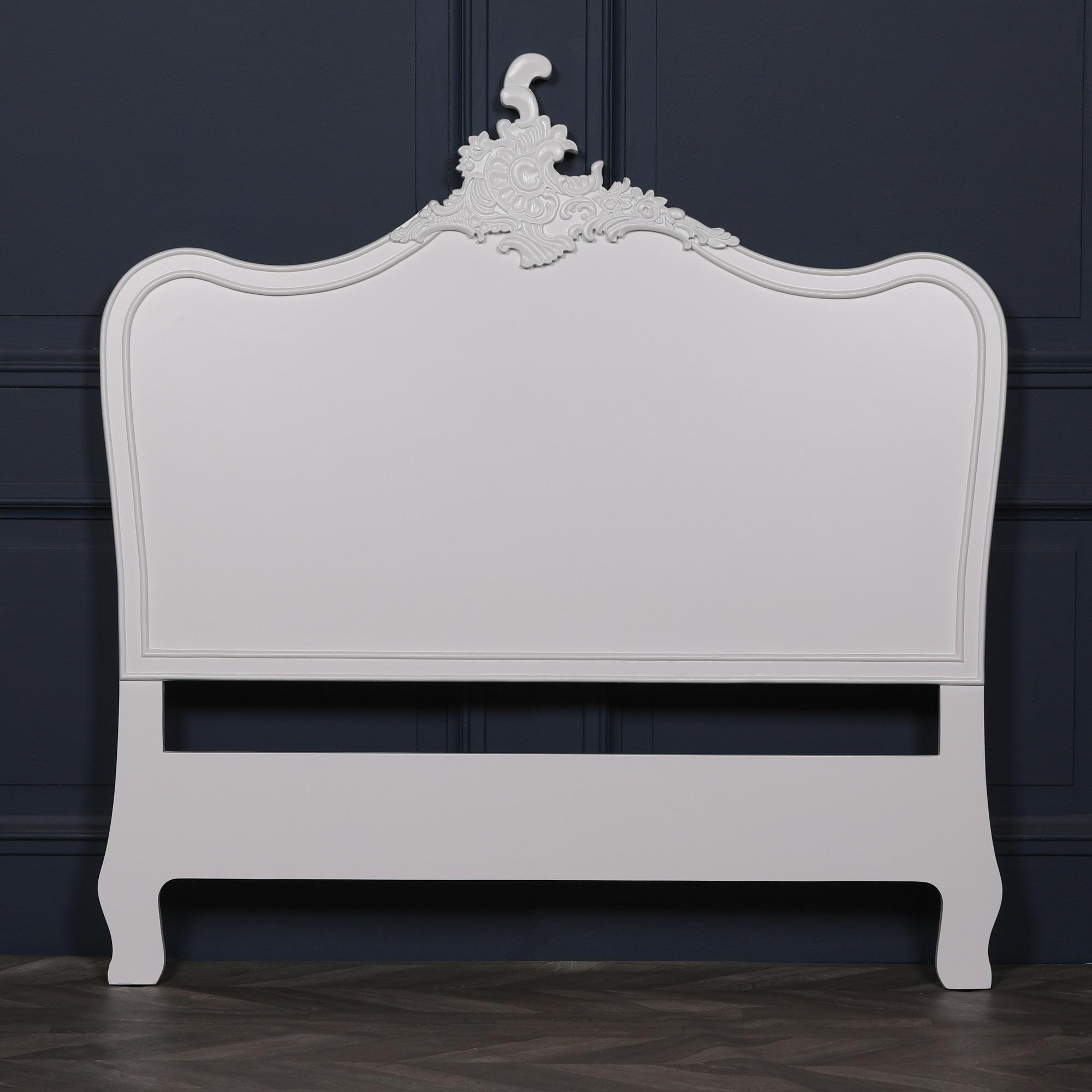 French Style Carved Headboard - White - Sizes Available