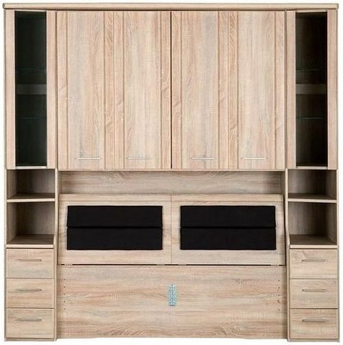 Luxor 3+4 Overbed Unit - 215cm - 33cm Occasional Element and Bedding Box - Rustic Oak
