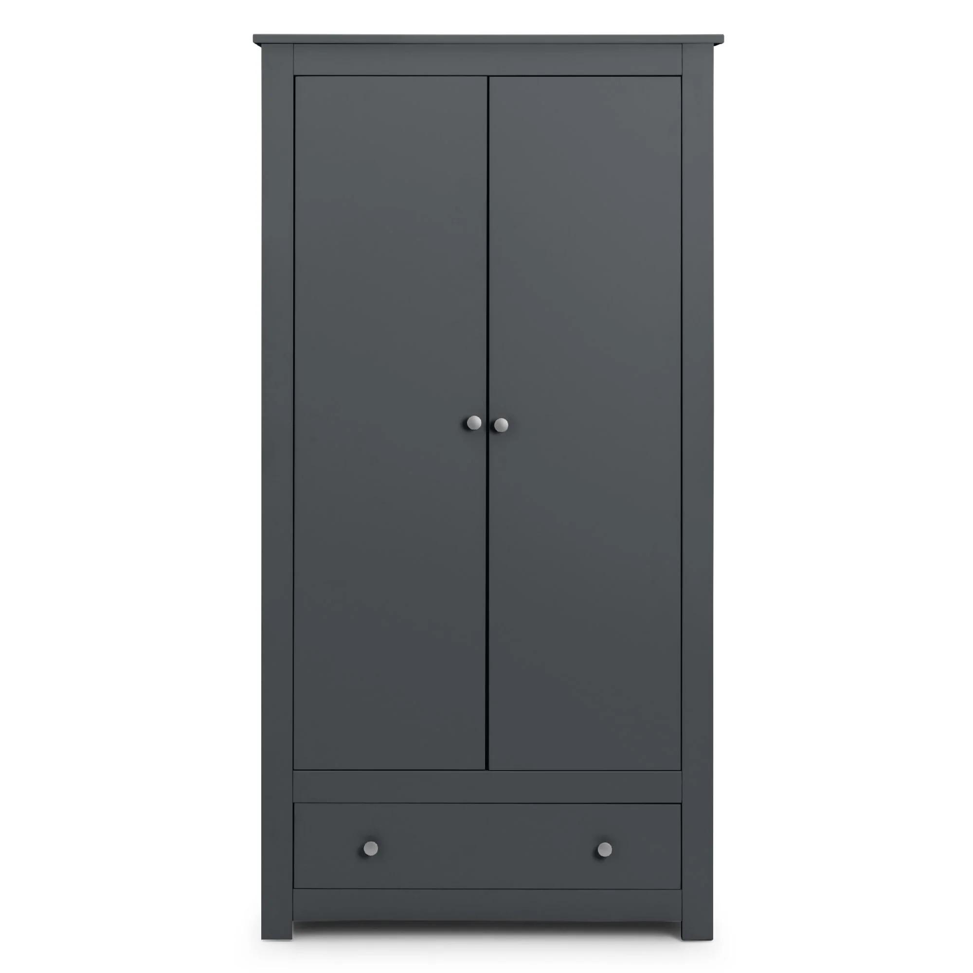 Radley Double Wardrobe - 2 Door - 1 Drawer - Dark Grey