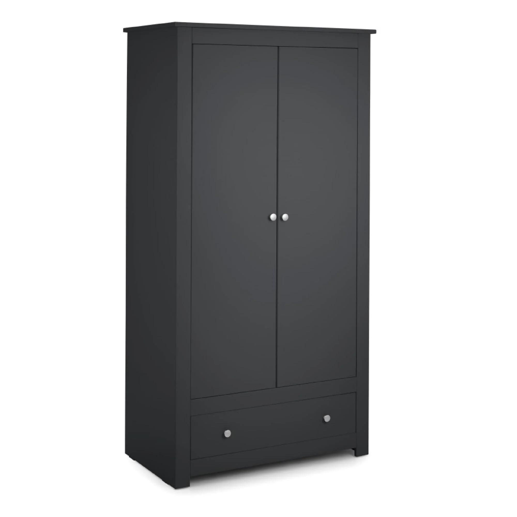 Radley Double Wardrobe - 2 Door - 1 Drawer - Dark Grey