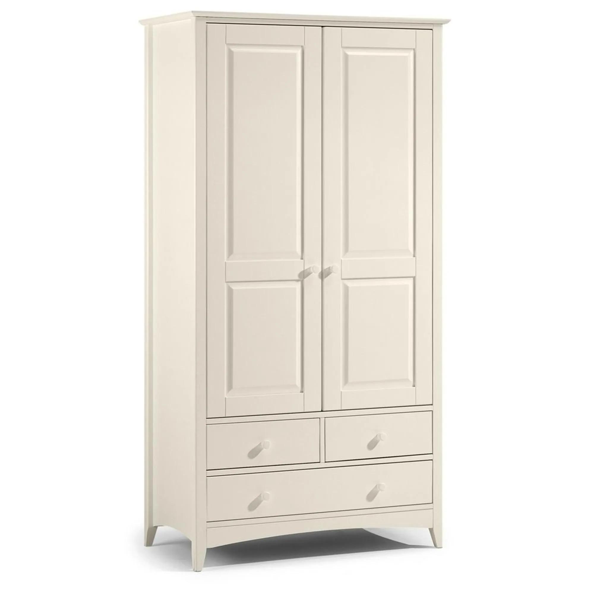 Cameo Double Wardrobe - 2 Door - 3 Drawer - White