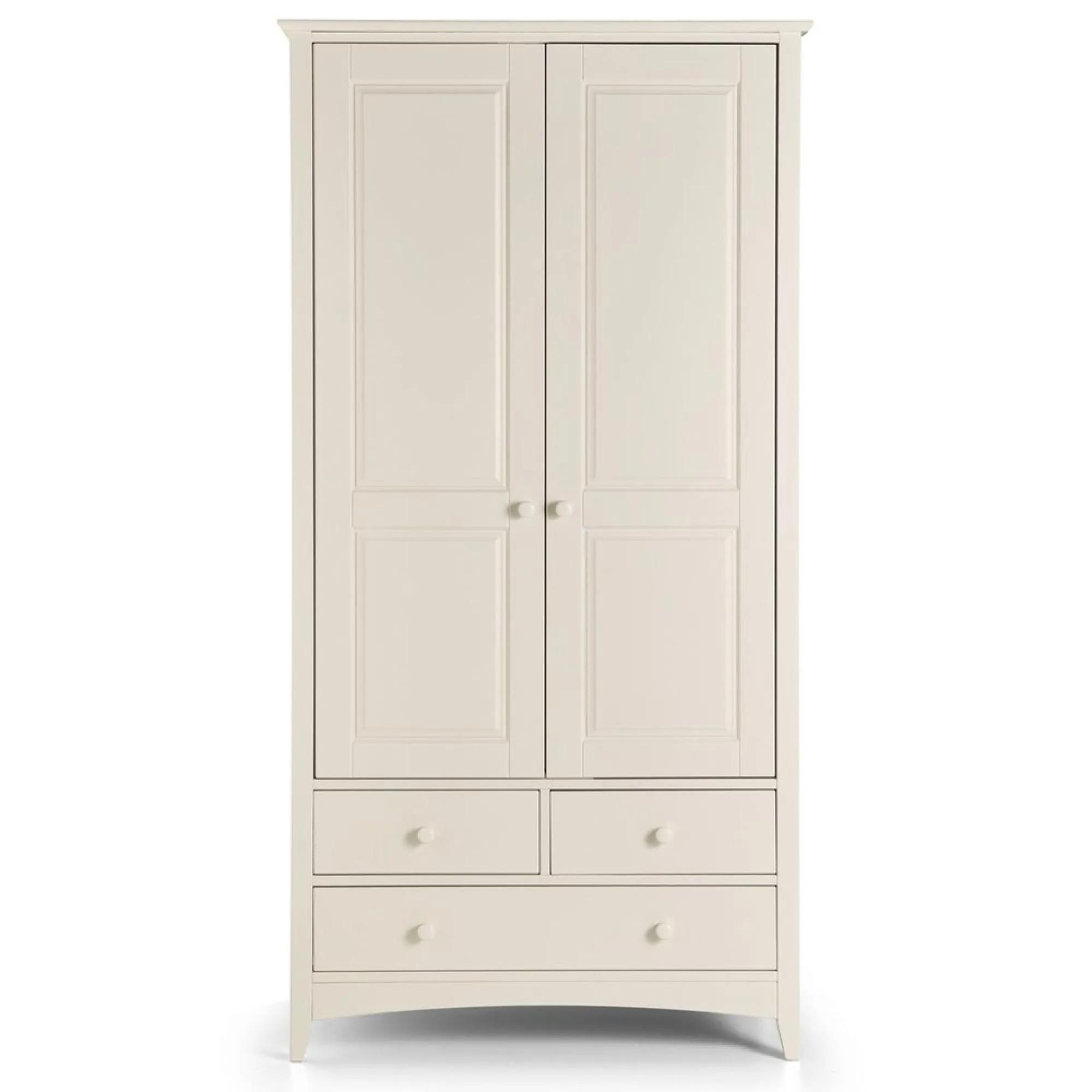 Cameo Double Wardrobe - 2 Door - 3 Drawer - White