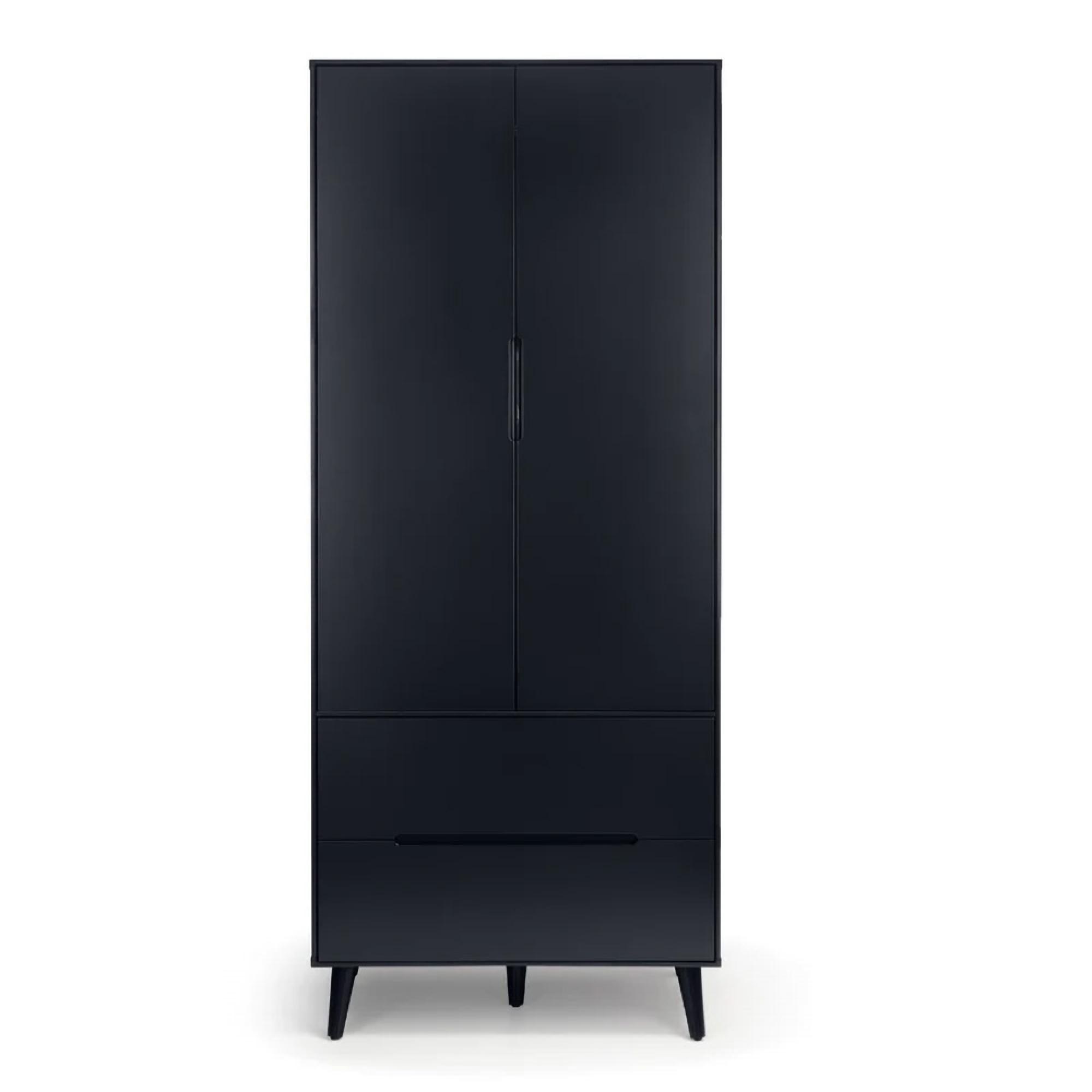 Alicia Black Double Wardrobe - 2 Door - 2 Drawer