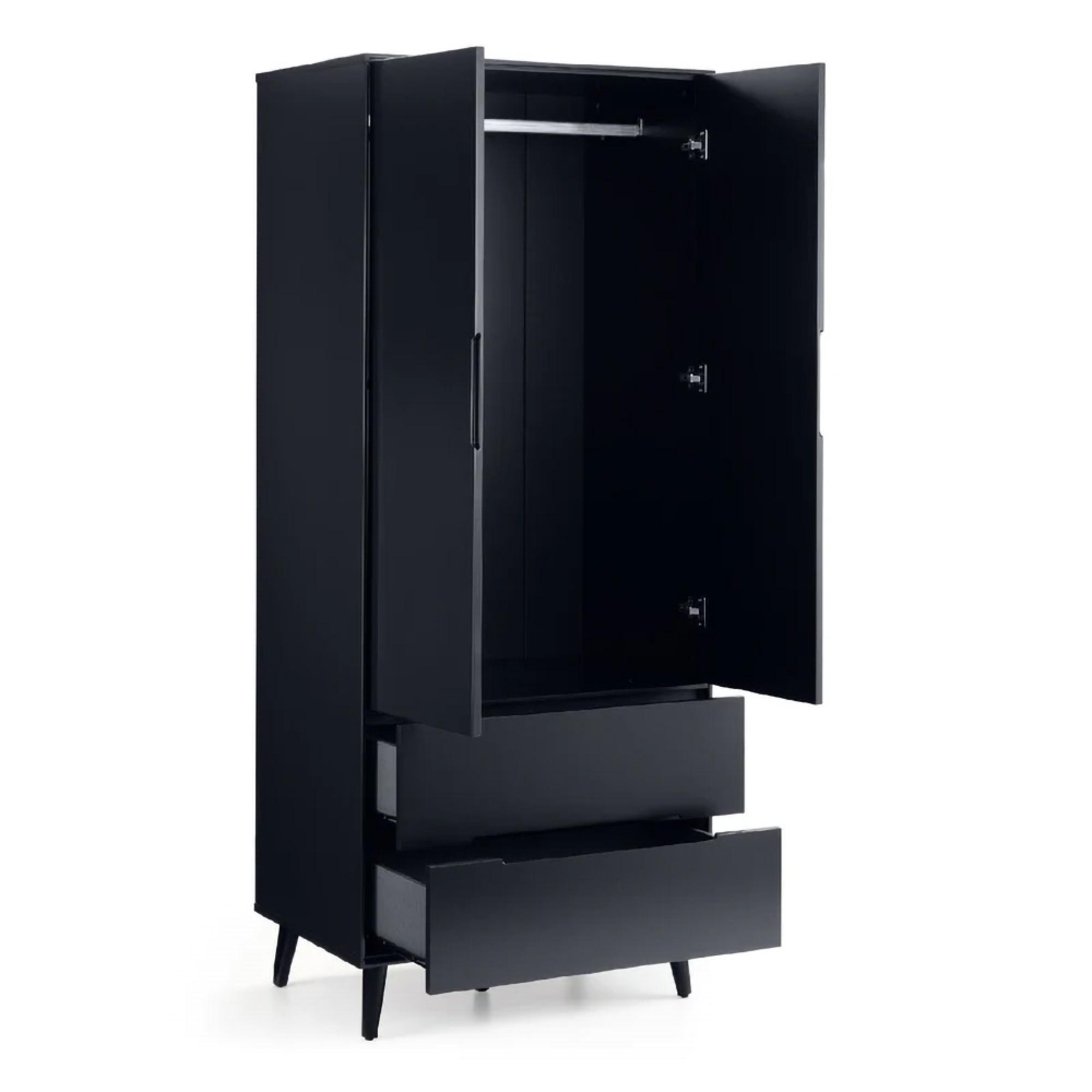 Alicia Black Double Wardrobe - 2 Door - 2 Drawer
