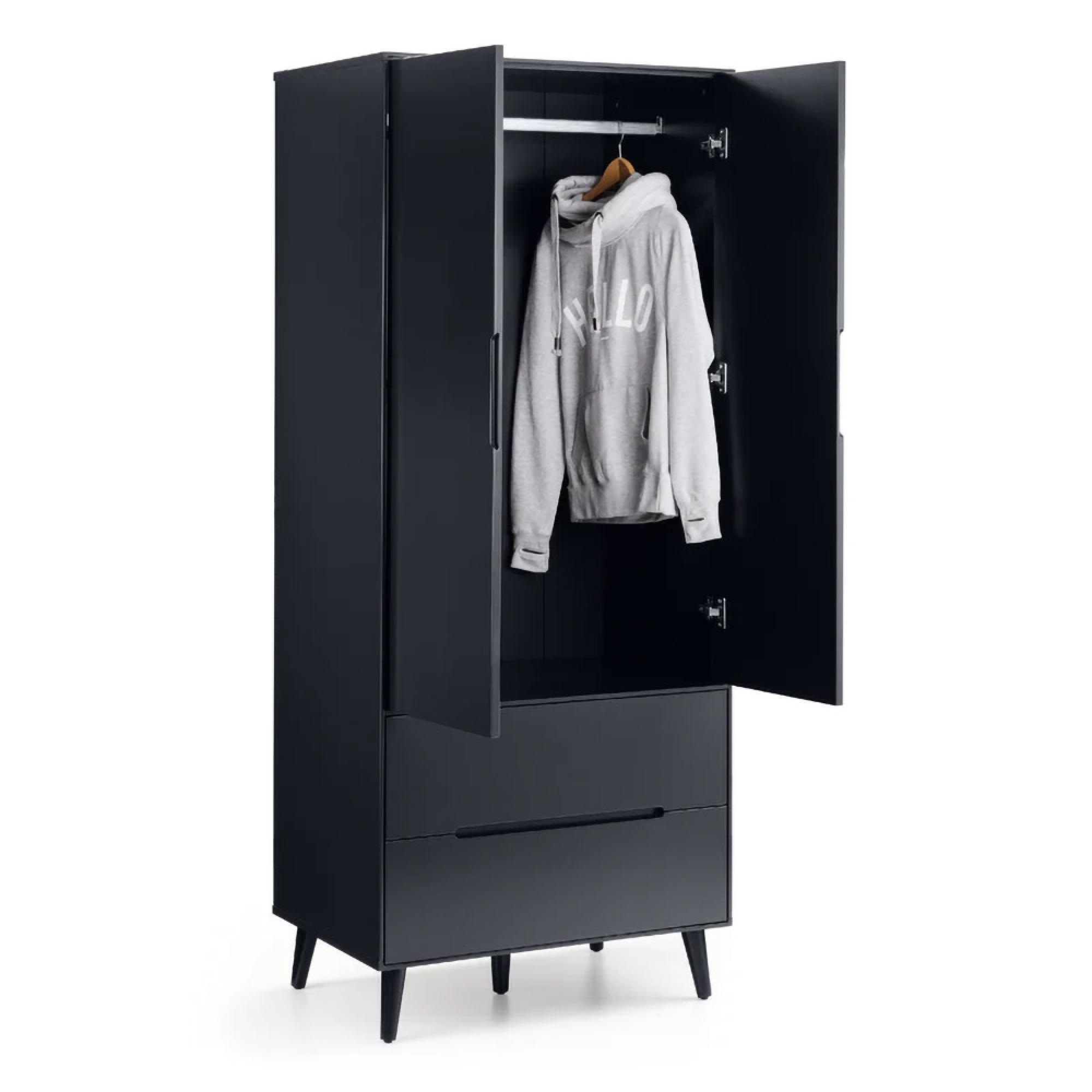 Alicia Black Double Wardrobe - 2 Door - 2 Drawer