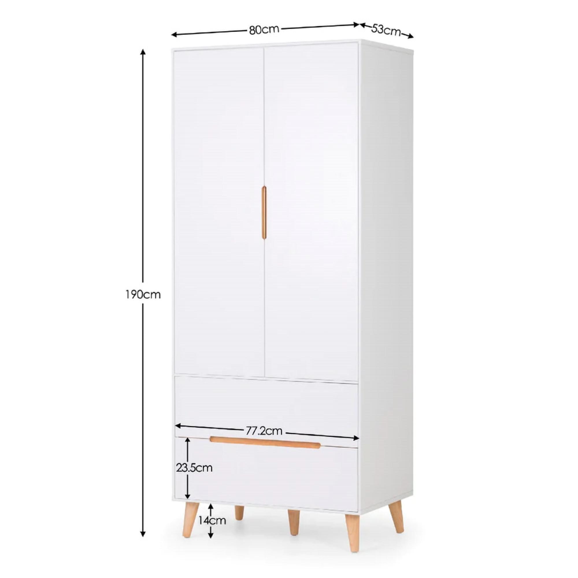 Alicia White Double Wardrobe - 2 Door - 2 Drawer