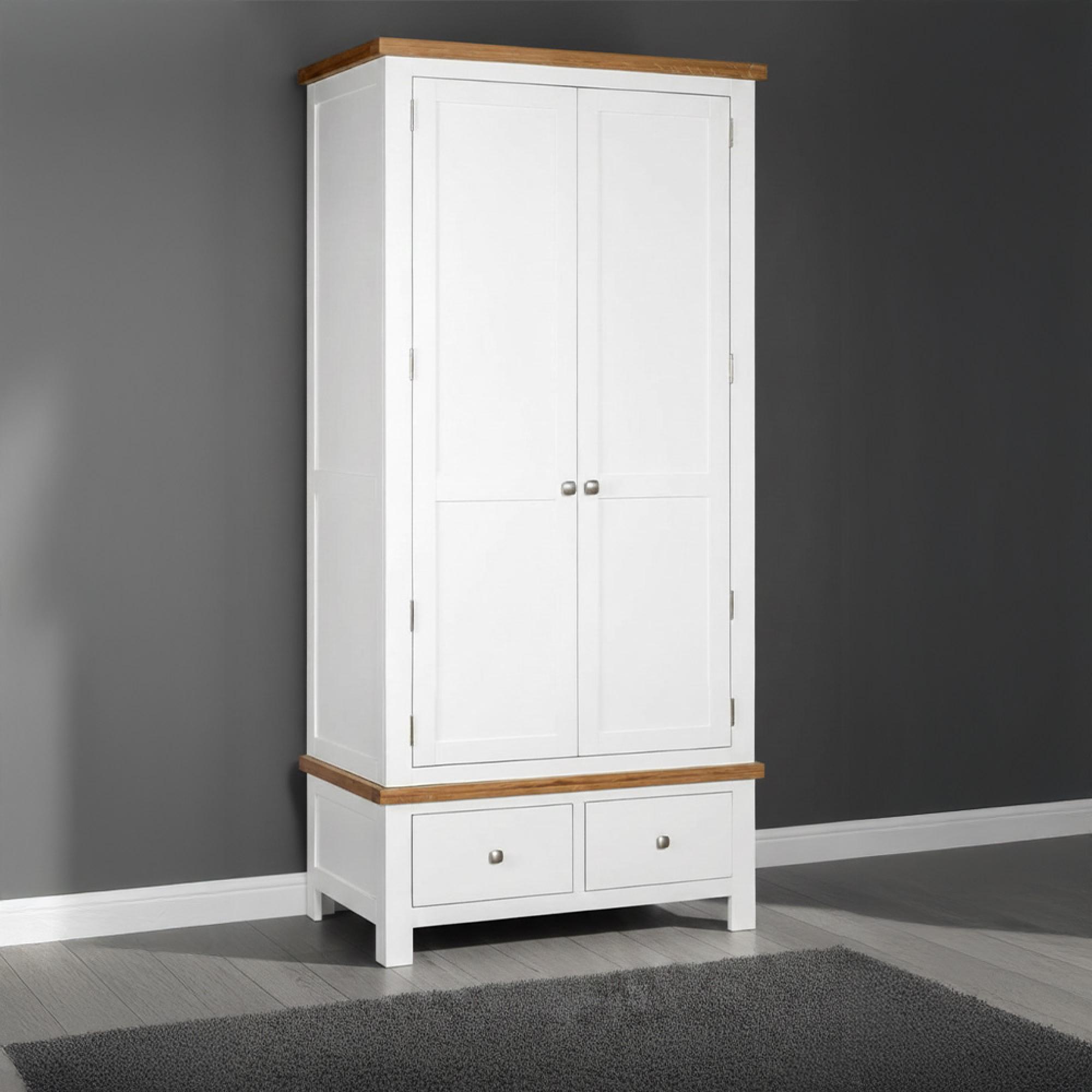 Lundy White Painted 2 Door 2 Drawer Double Wardrobe