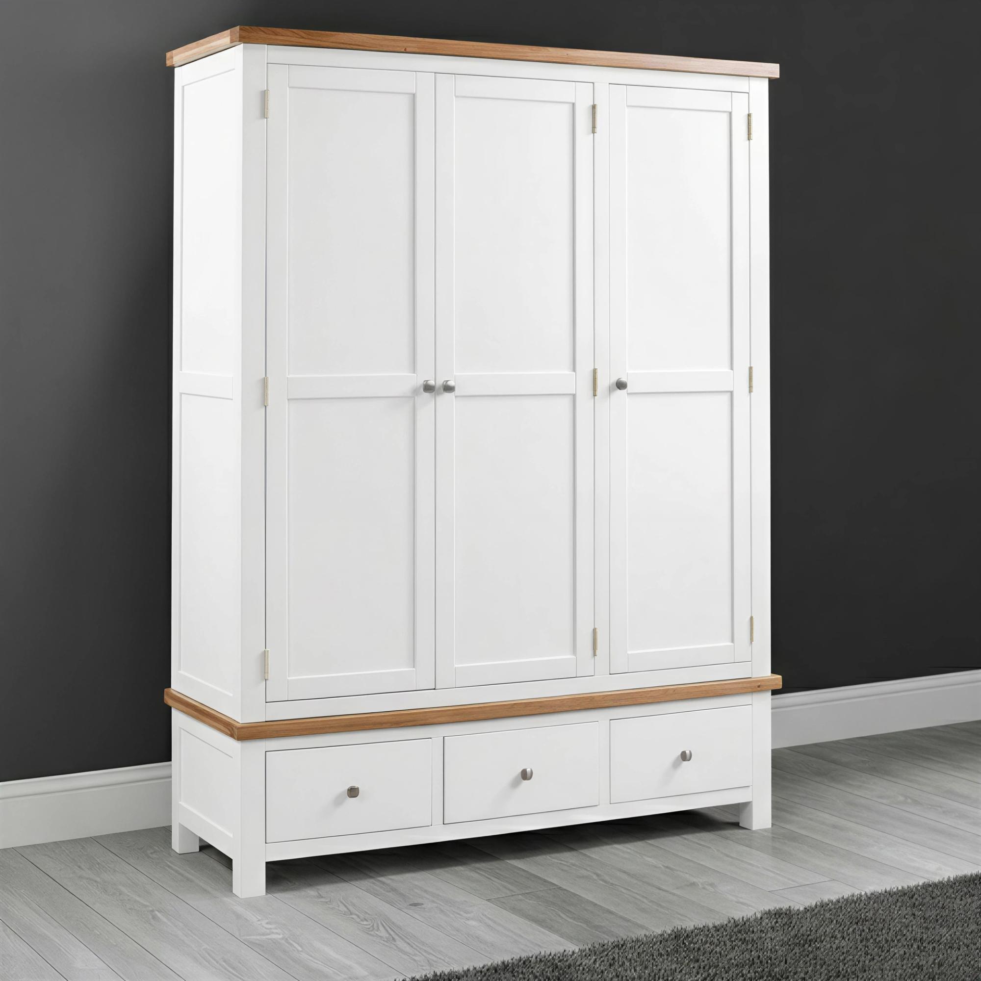 Lundy White Painted 3 Door Triple Wardrobe