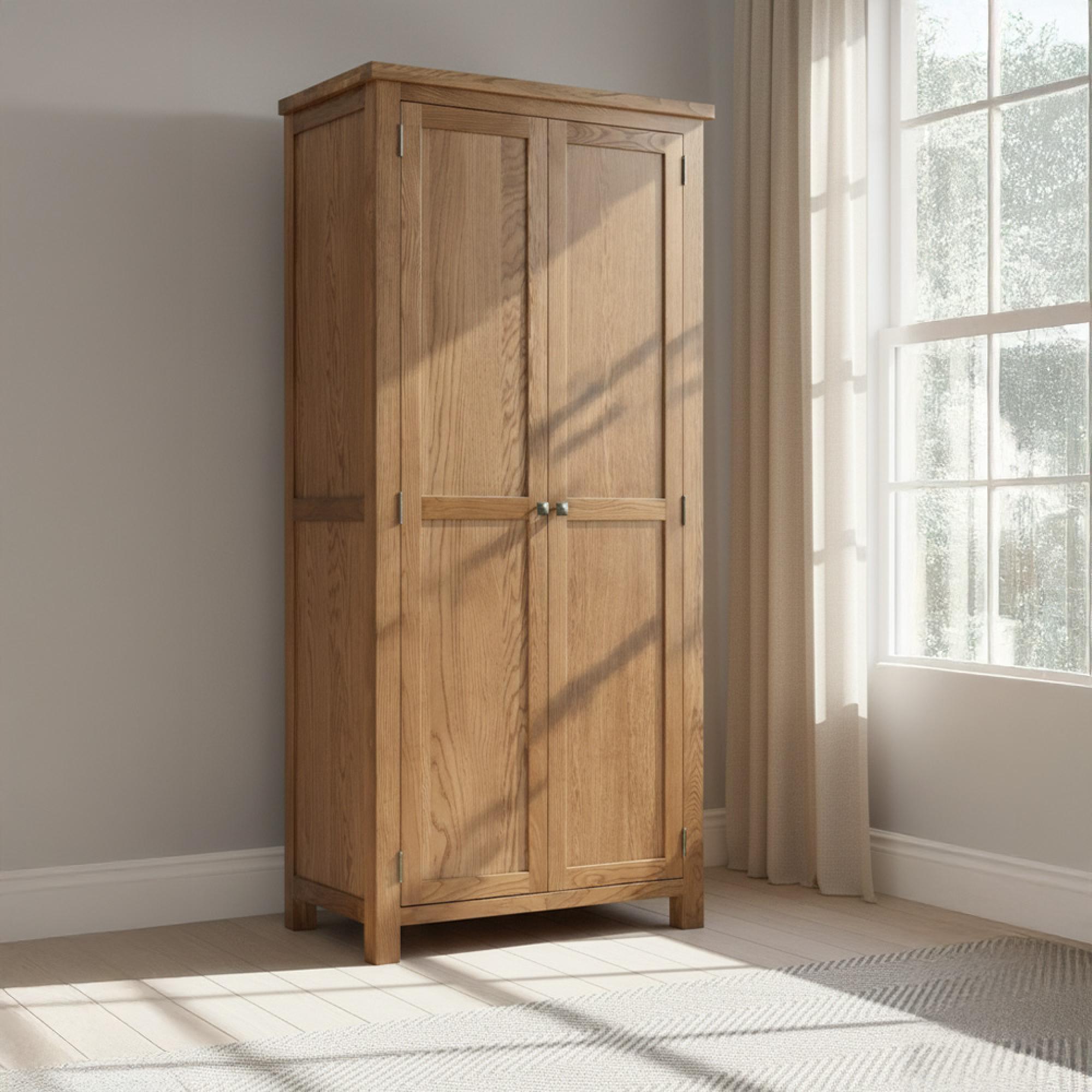 Original Rustic Oak 2 Door Wardrobe