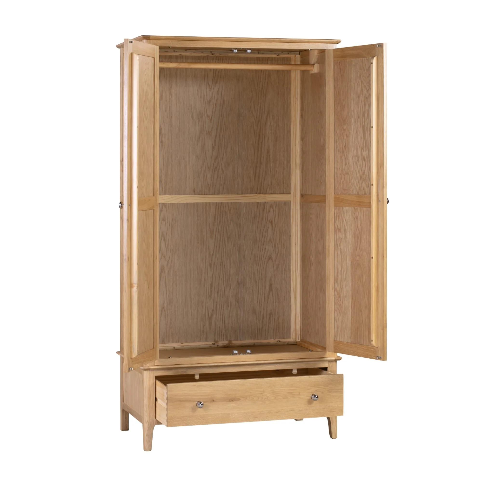 Cotswold Double Wardrobe - 2 Door - 1 Drawer - Oak