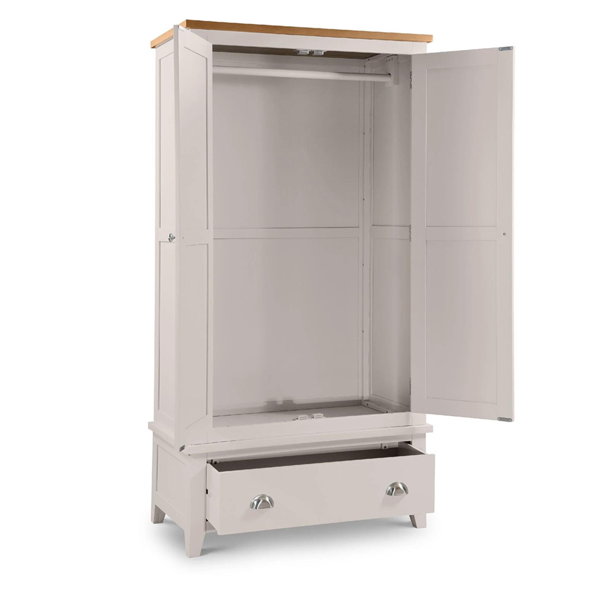 Richmond Double Wardrobe - 2 Door - 1 Drawer - Grey