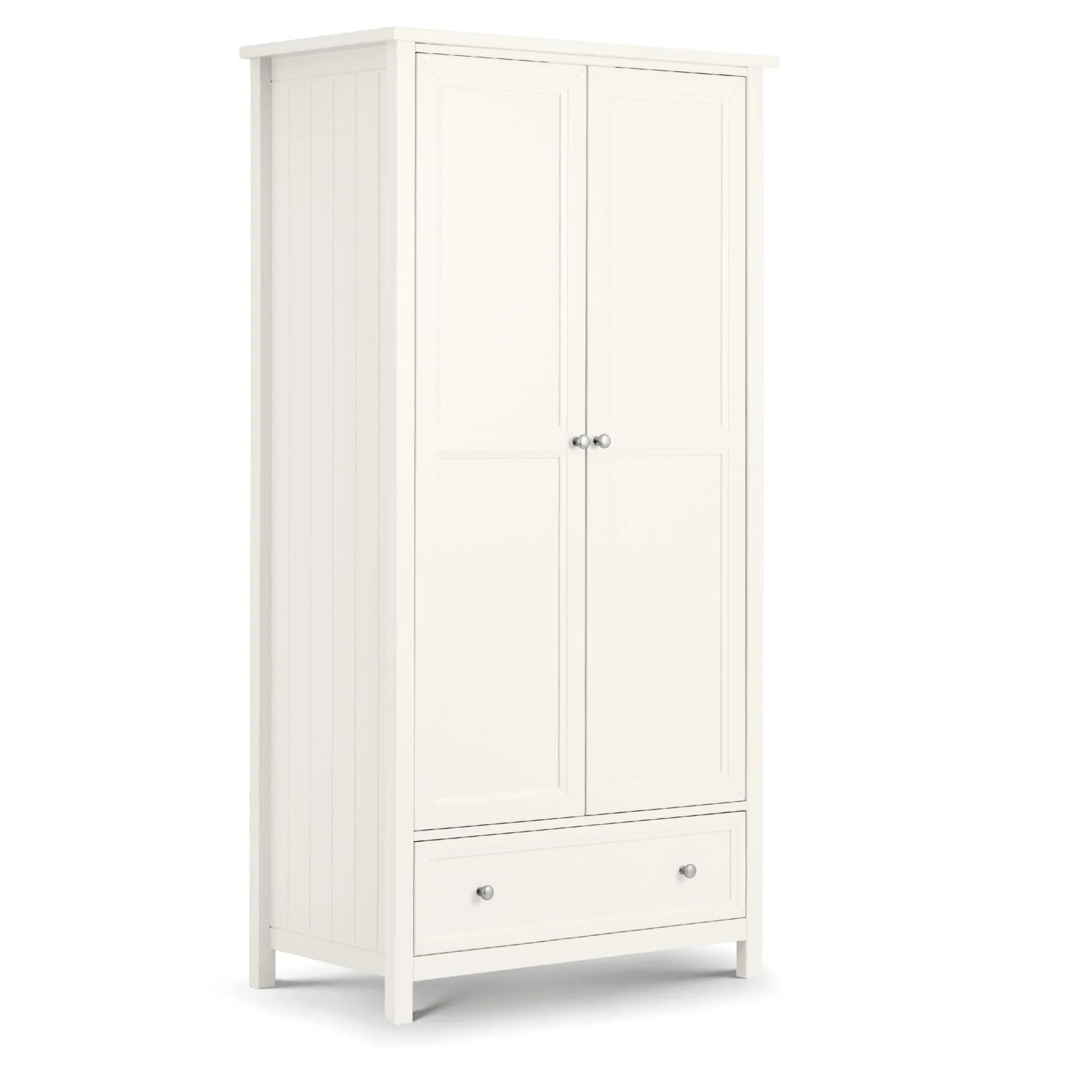 Maine Double Wardrobe - 2 Door - 1 Drawer - White