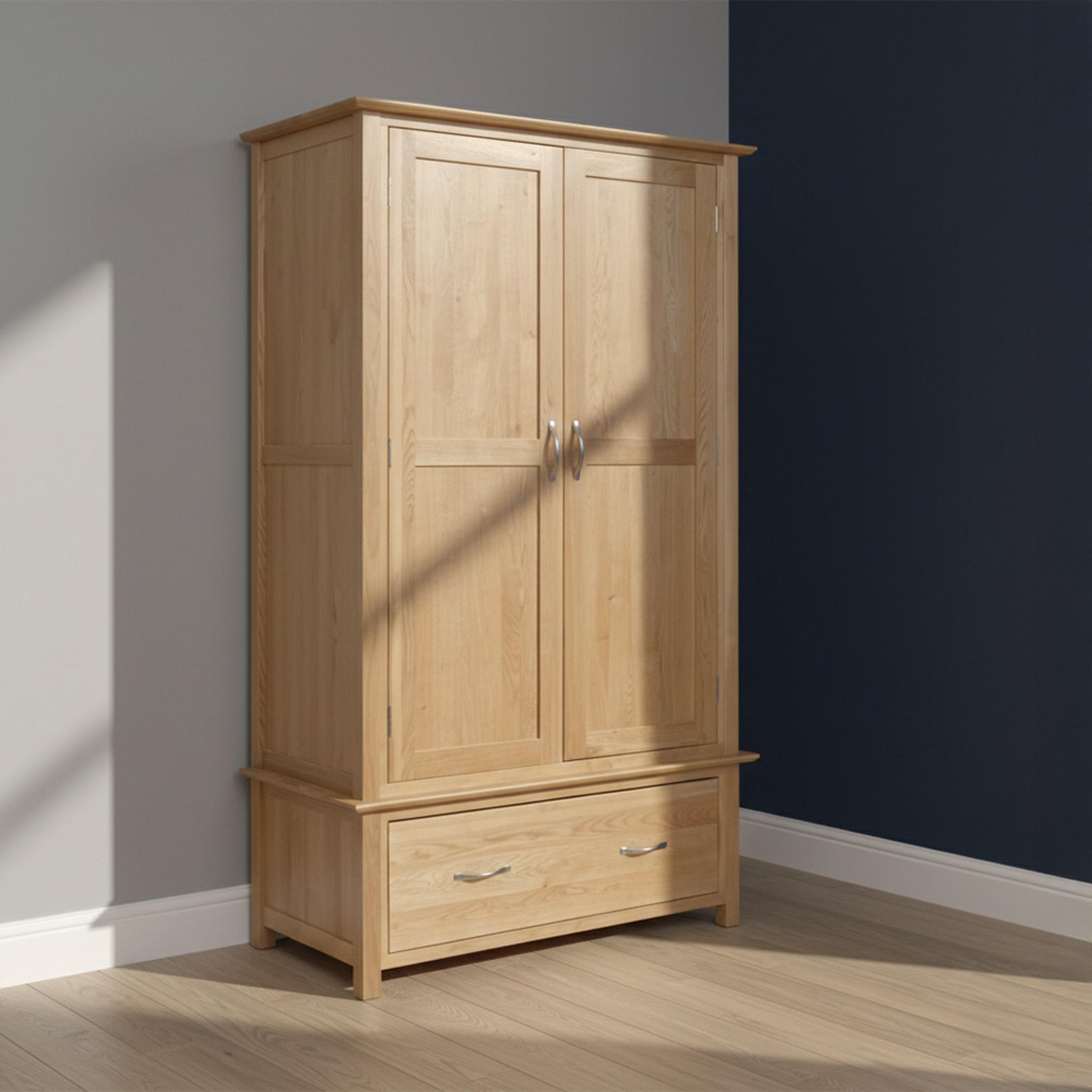 Nimbus Oak 2 Door 1 Drawer Double Wardrobe